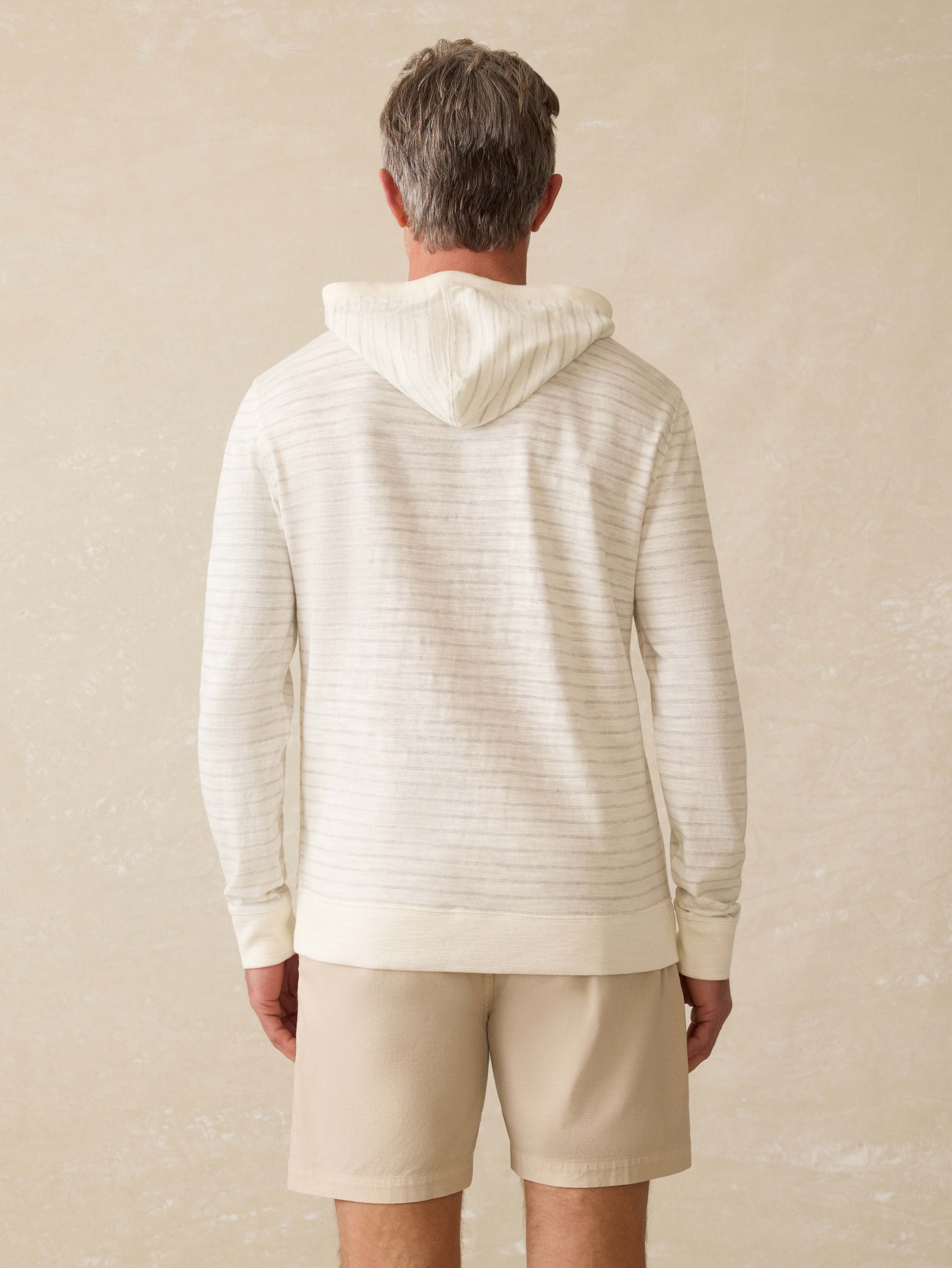 Sunwashed Midweight Organic Hoodie - Ivory Rock Stripe