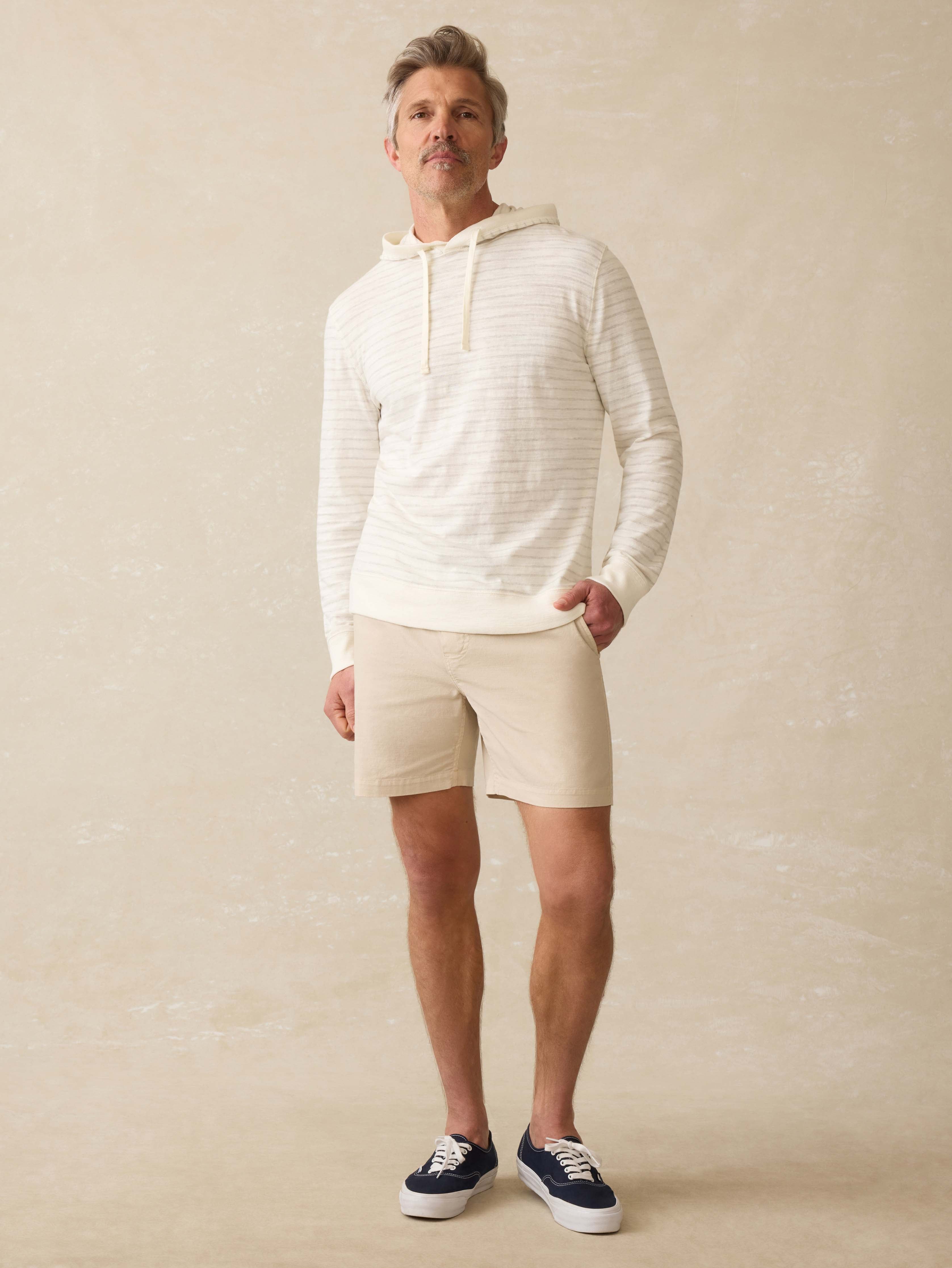 Sunwashed Midweight Organic Hoodie - Ivory Rock Stripe