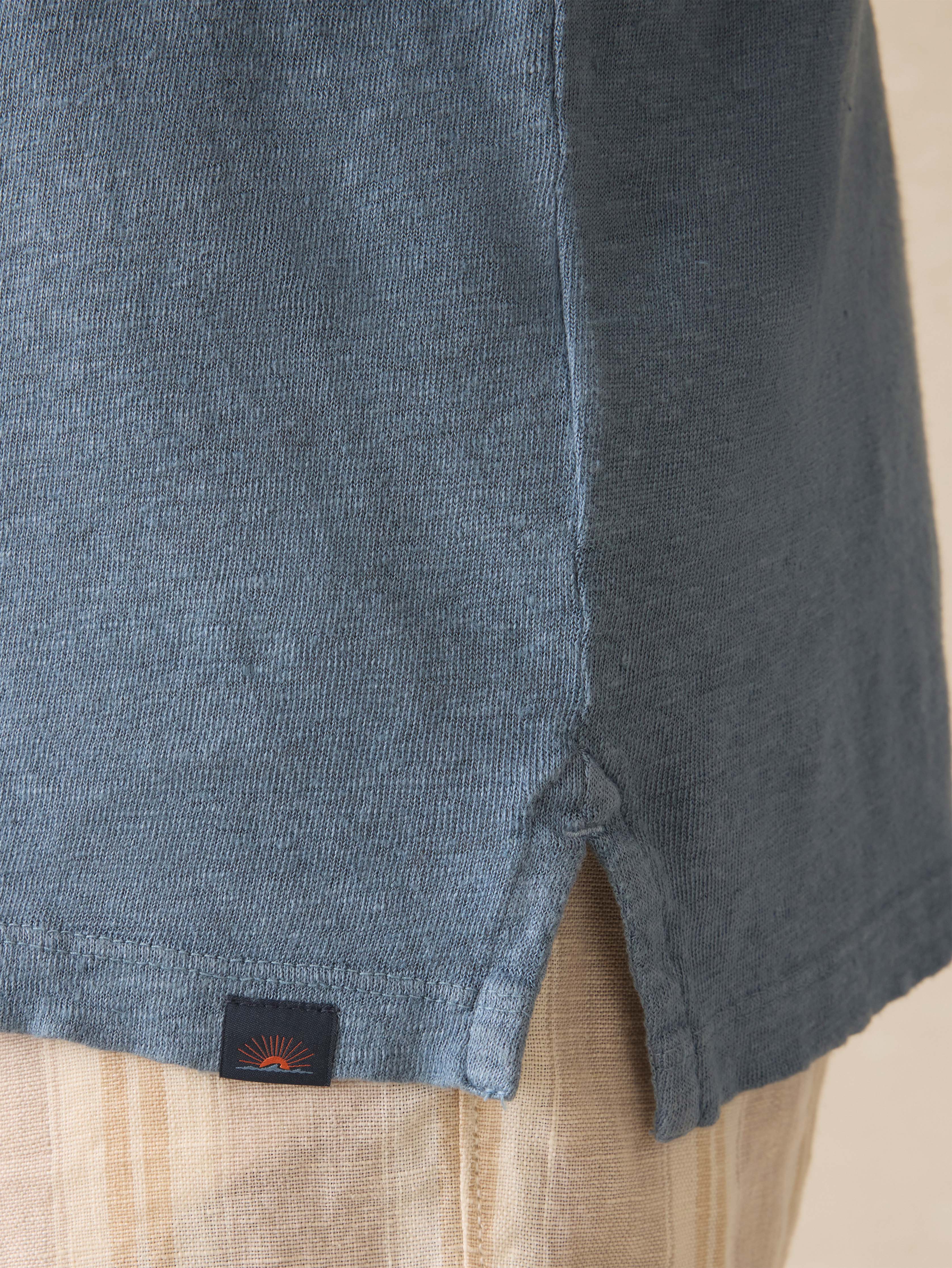 Short-Sleeve Linen Polo - Deep Marine