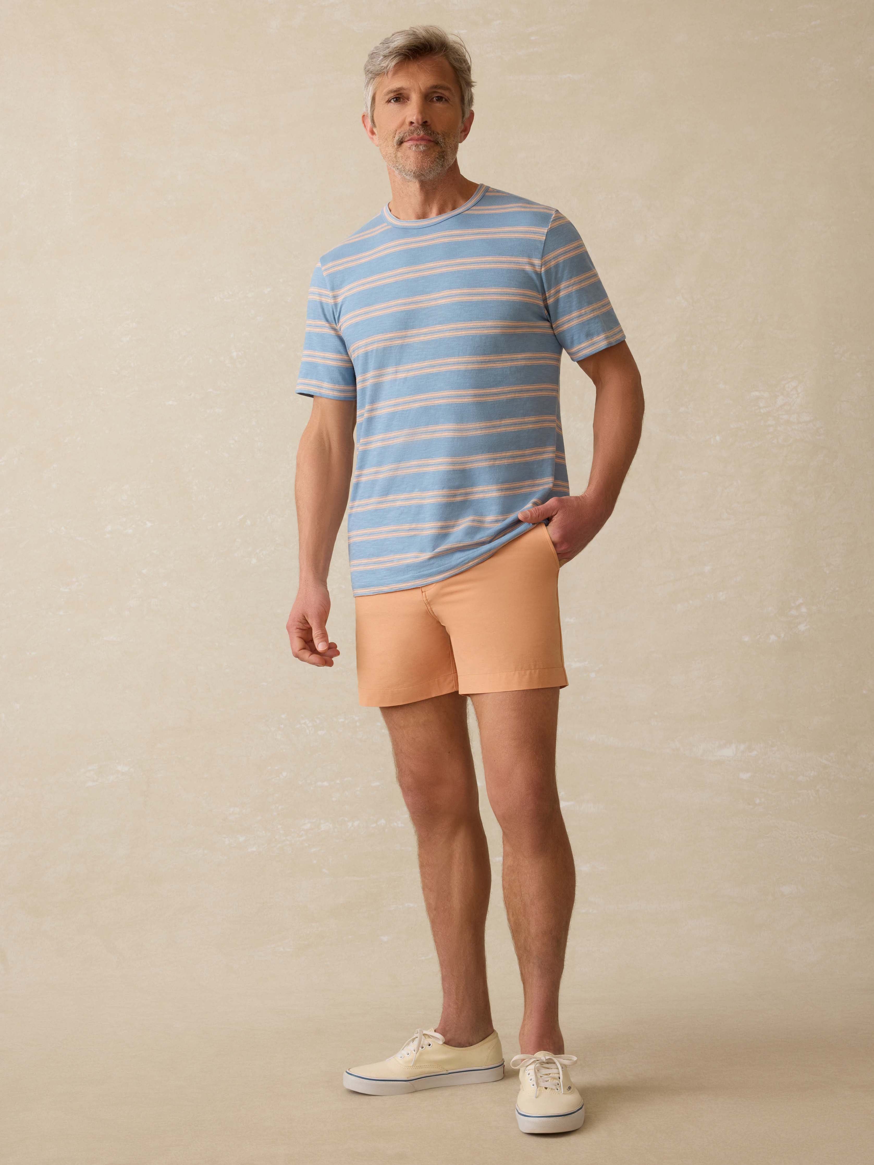 Sunwashed Tee - Coast Coral Stripe