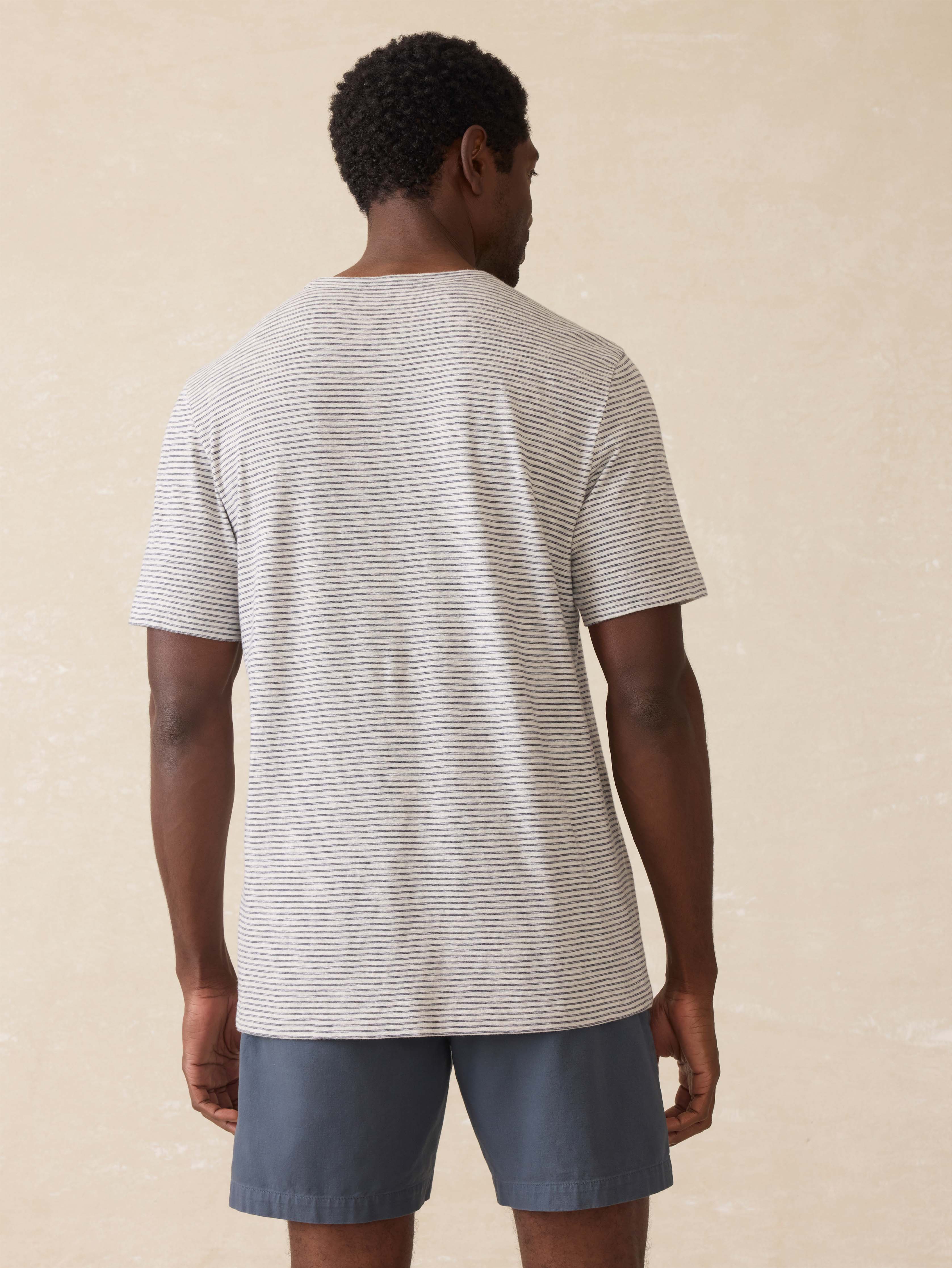 Sunwashed Regenerative Tee - Silver Sea Stripe