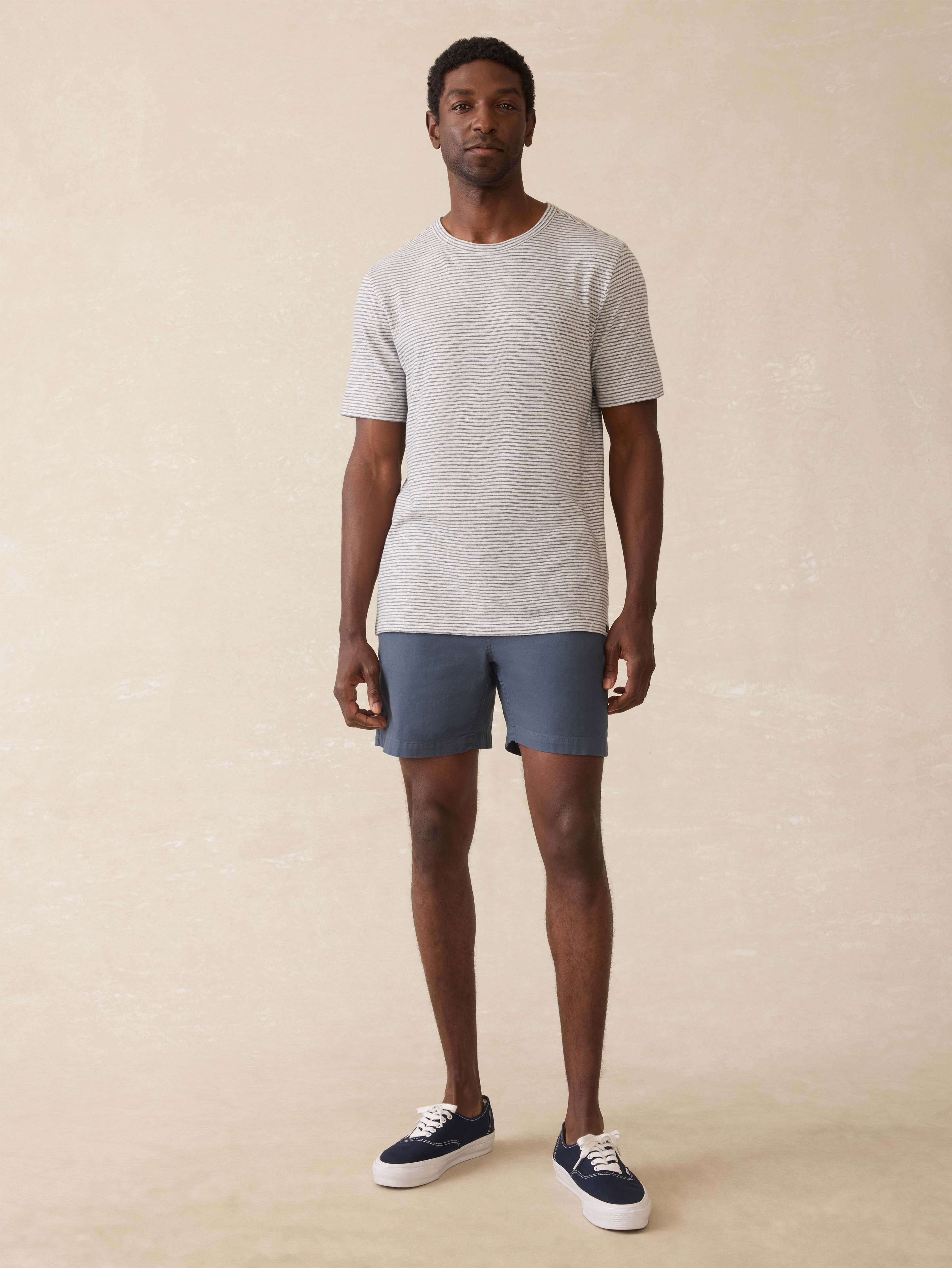Sunwashed Regenerative Tee - Silver Sea Stripe