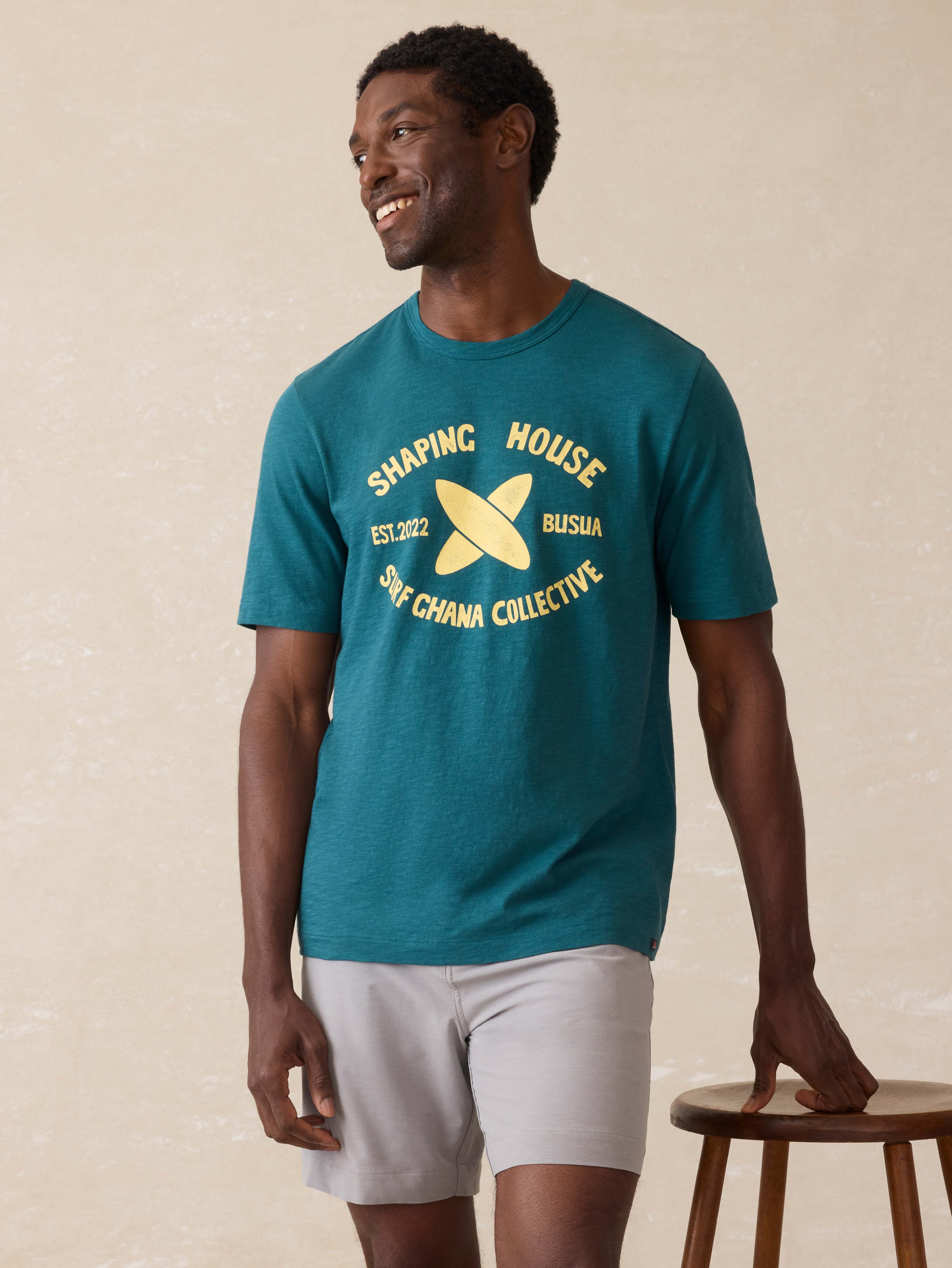 Surf Ghana Short Sleeve Shaping House Graphic Tee - Agona Green