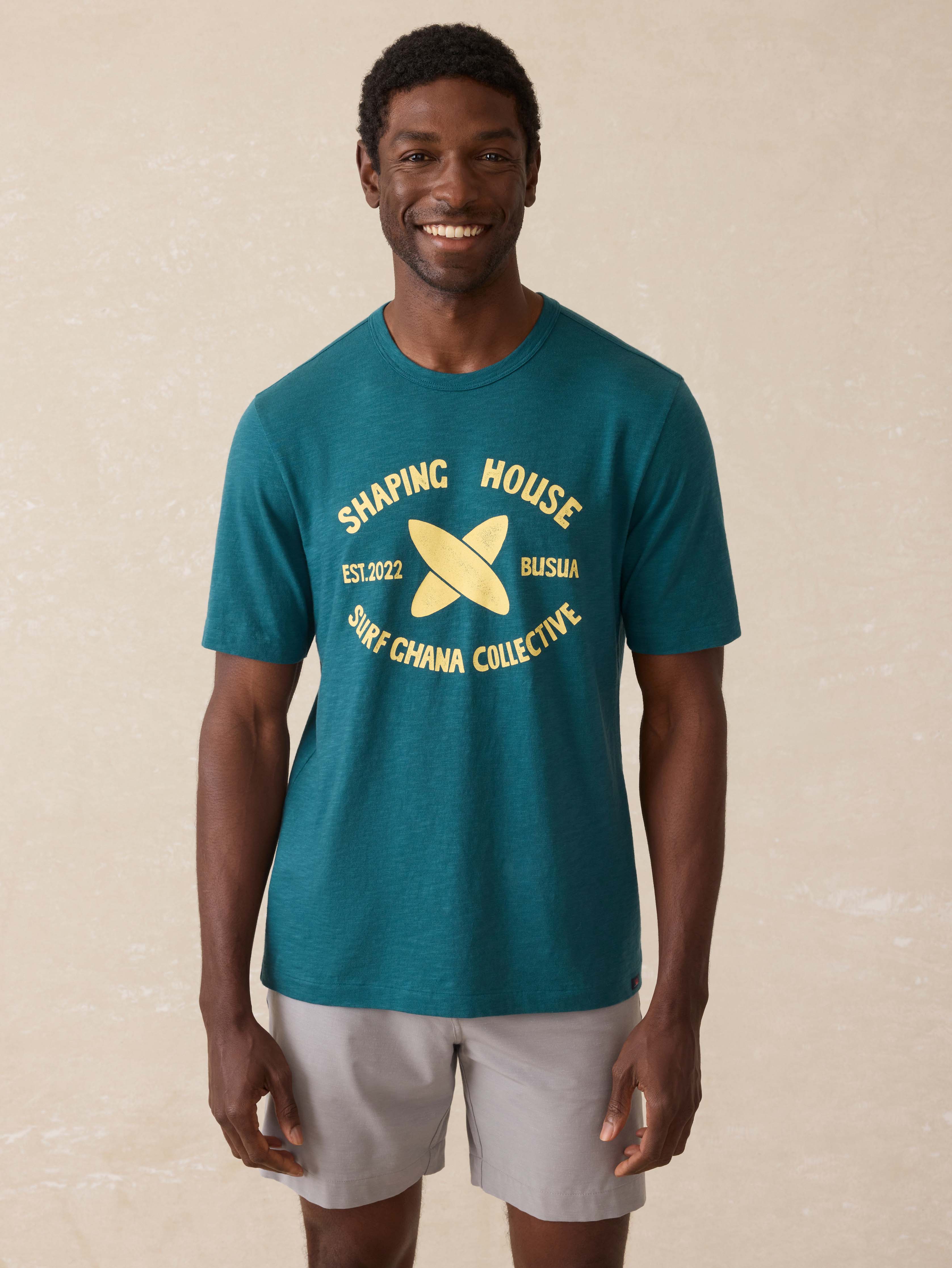 Surf Ghana Short Sleeve Shaping House Graphic Tee - Agona Green