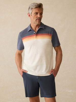 Cabana Towel Terry Surf Stripe Polo - Twilight Shore Ombre