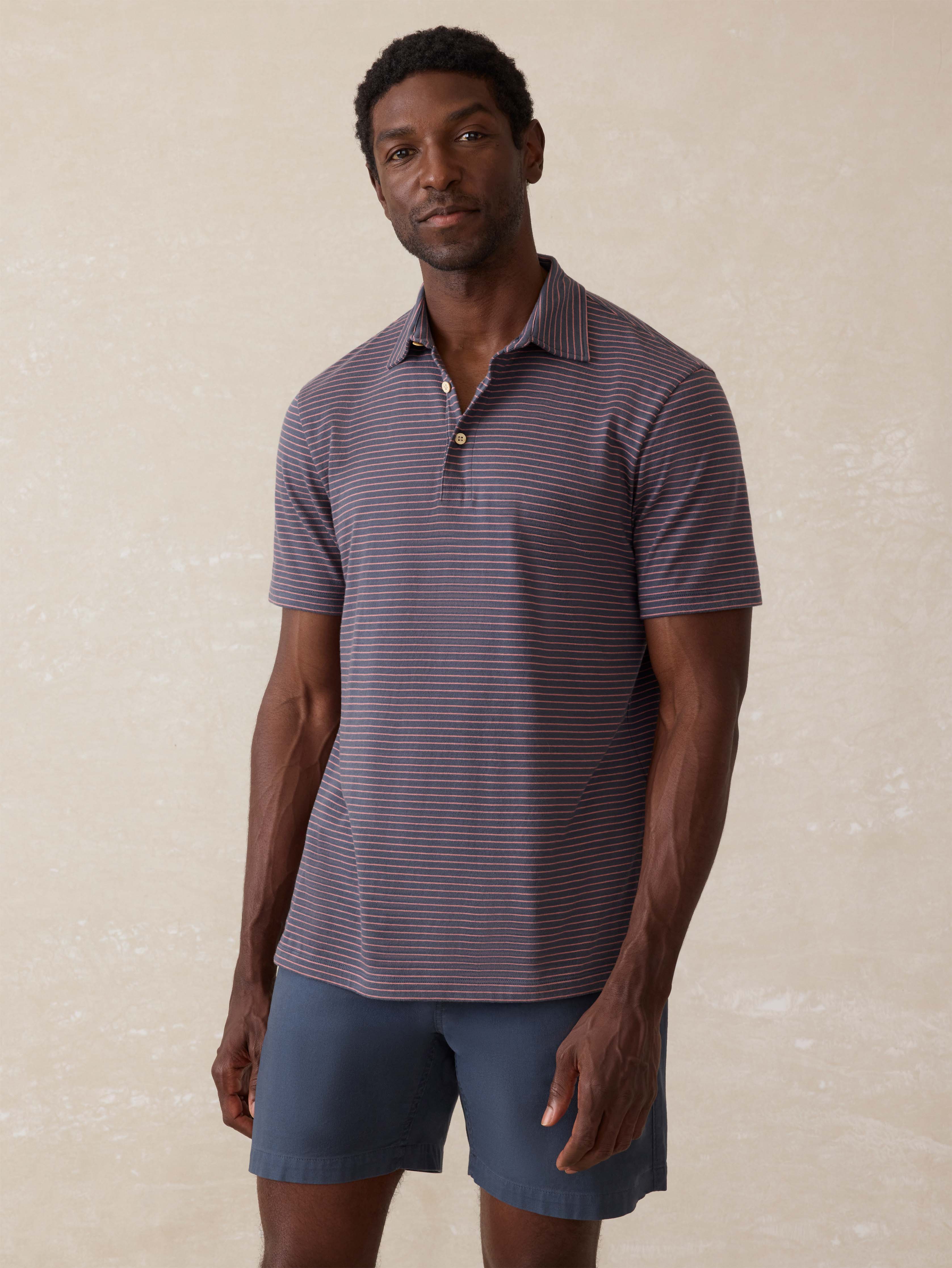 Sunwashed T-Shirt Polo - Sea Fire Stripe