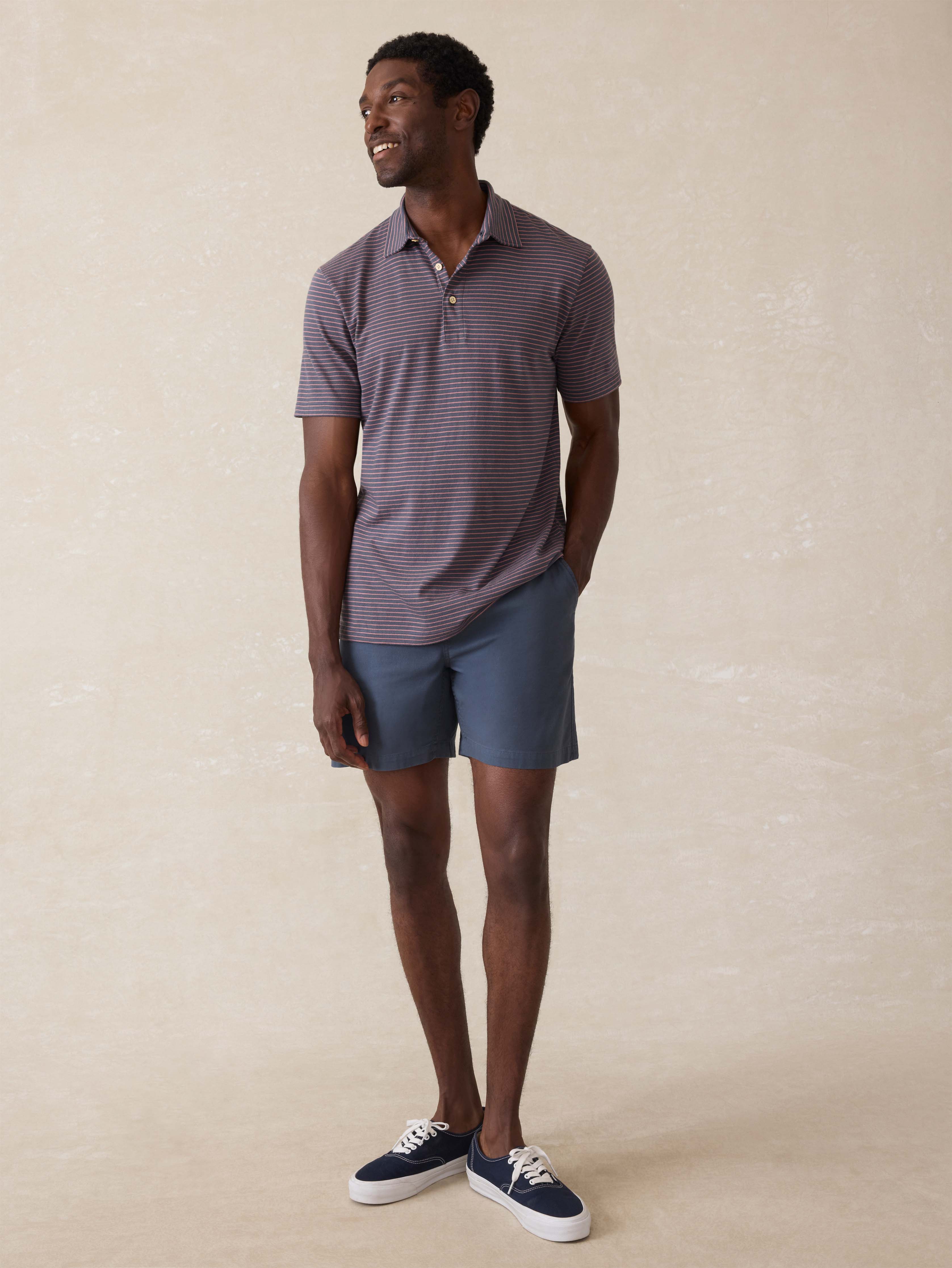 Sunwashed T-Shirt Polo - Sea Fire Stripe