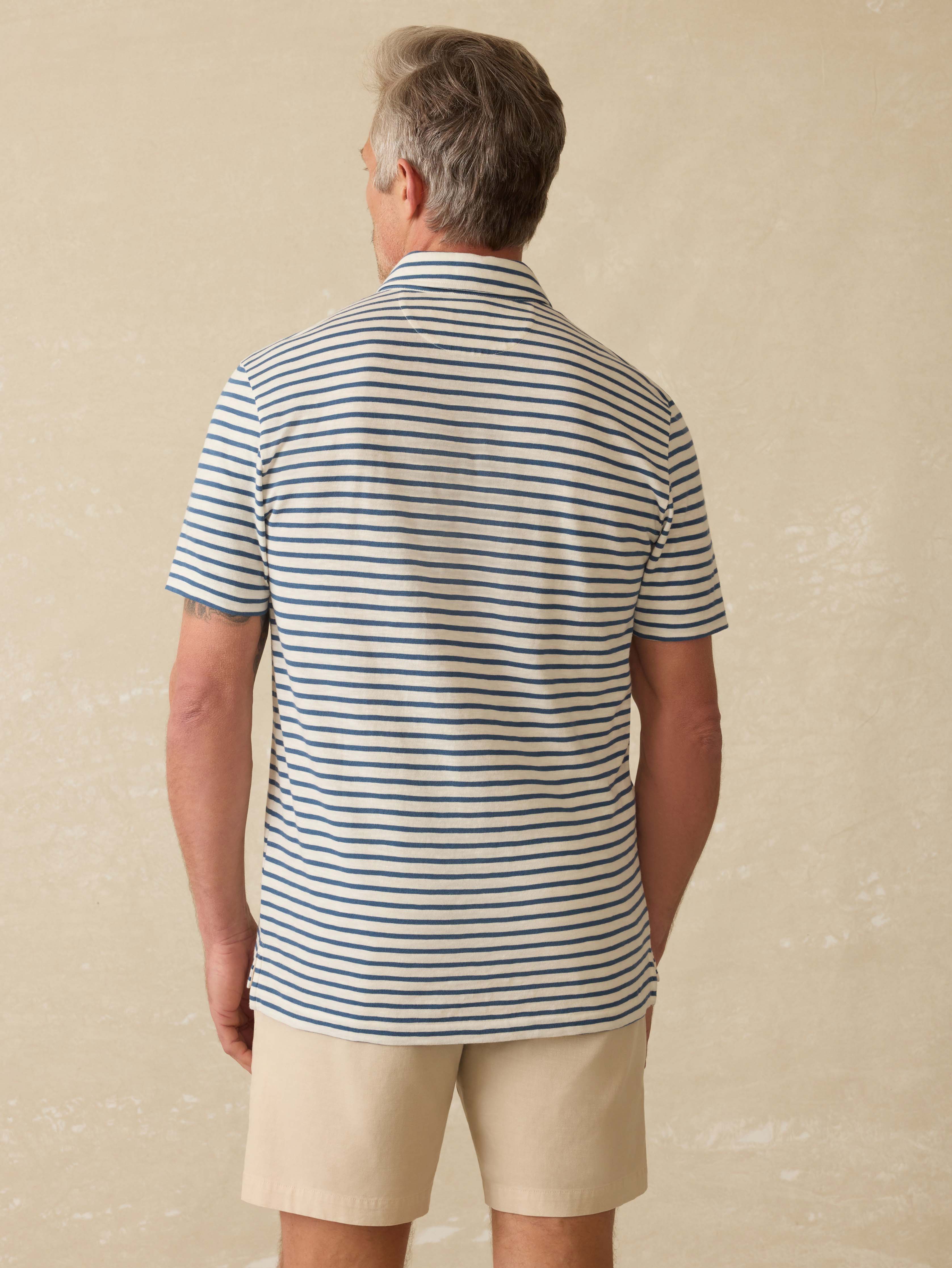 Sunwashed T-Shirt Polo - Ivory Breton Stripe
