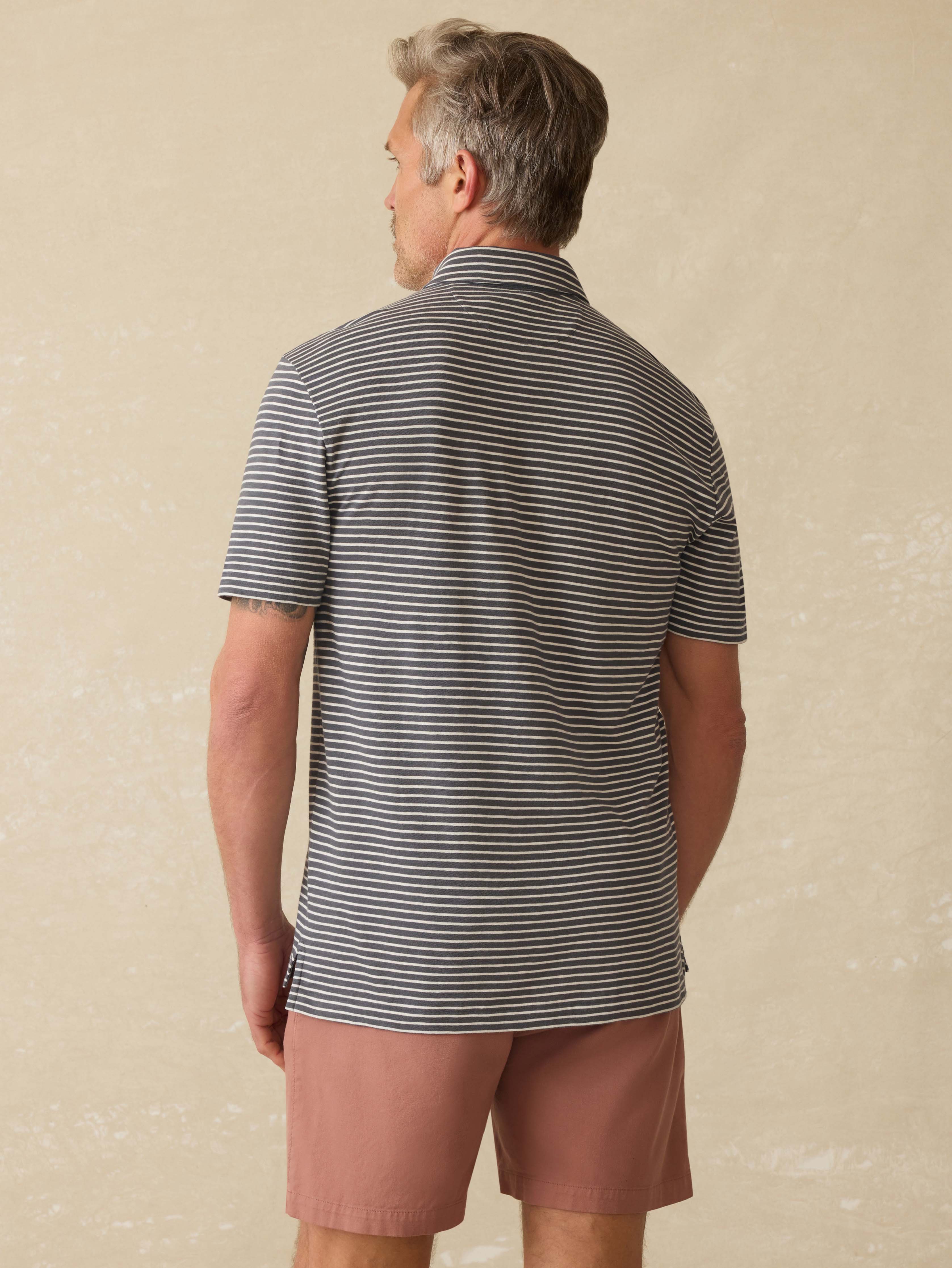 Sunwashed T-Shirt Polo - Ocean Stone Stripe