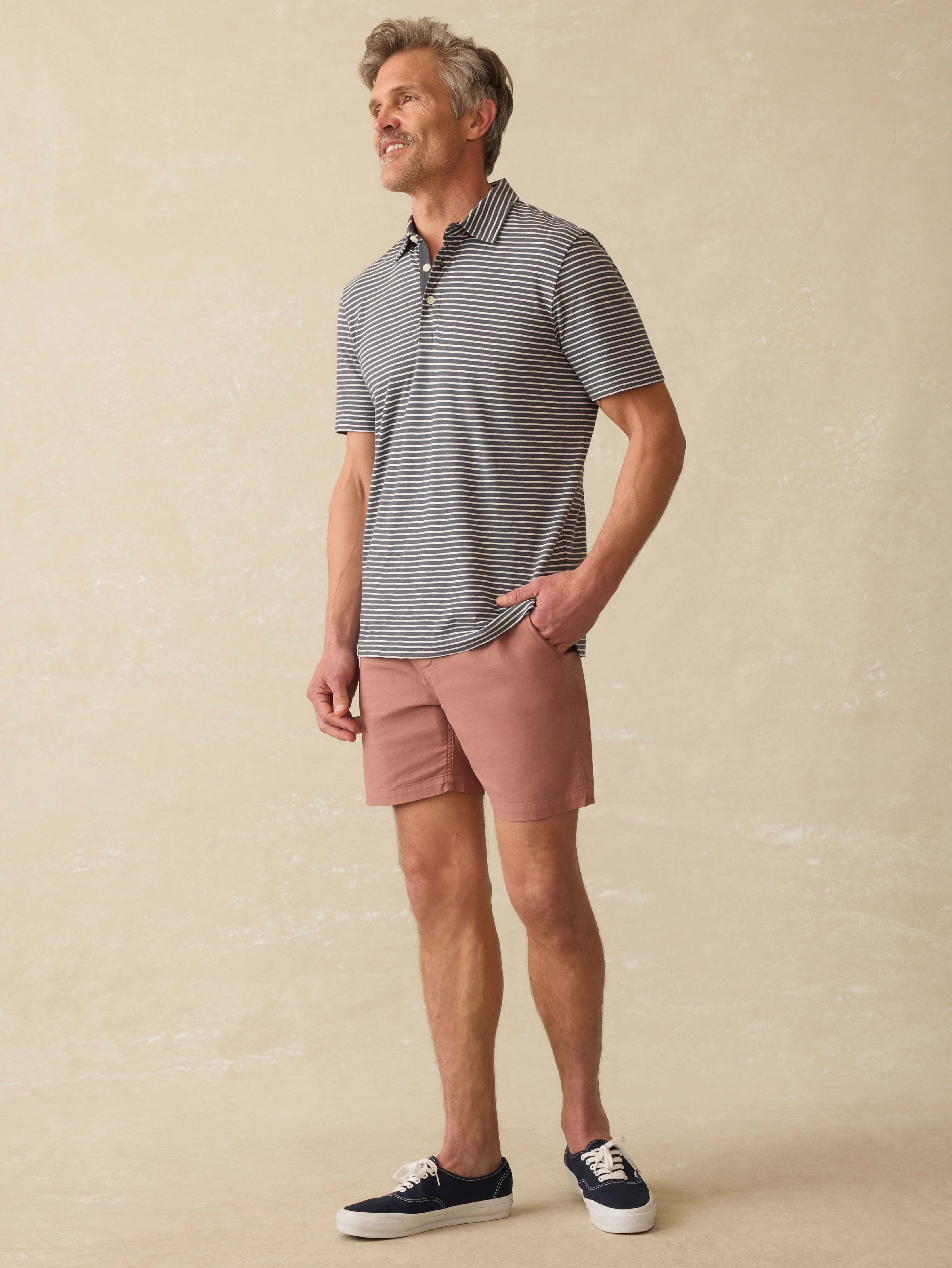 Sunwashed T-Shirt Polo - Ocean Stone Stripe