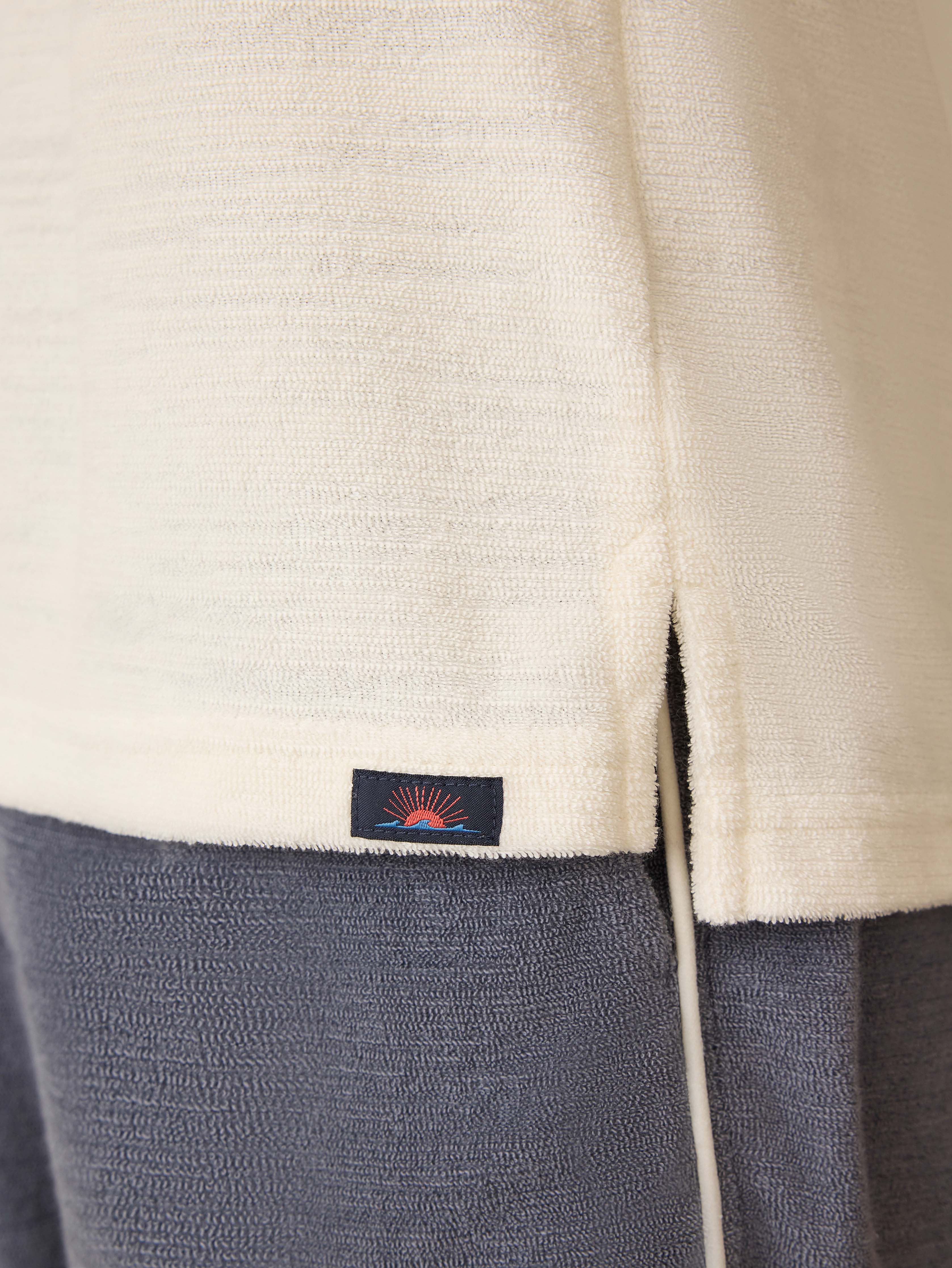 Cabana Towel Terry Surf Stripe Polo - Vintage White