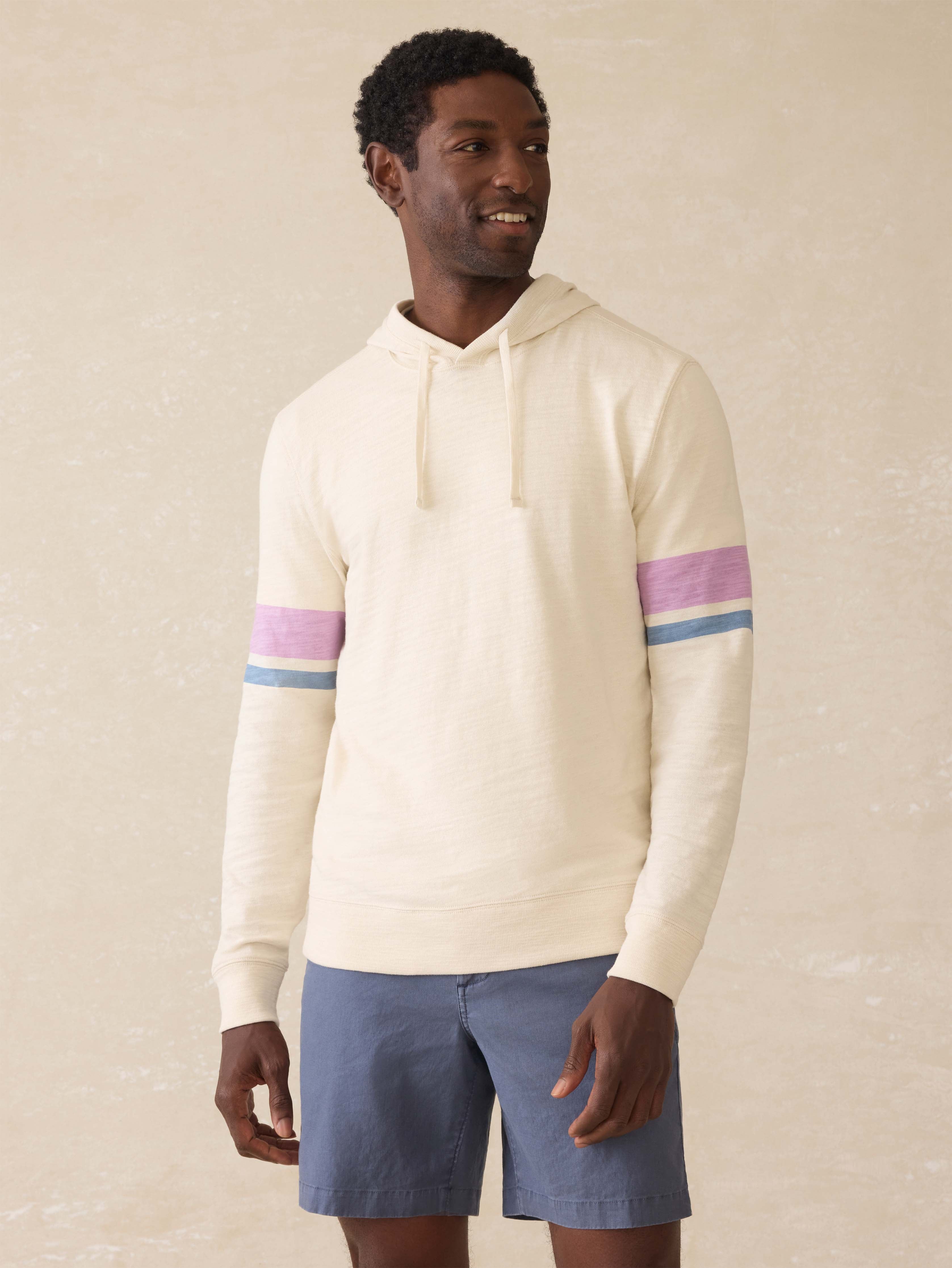 Sunwashed Slub Hoodie - Cream Dume Stripe