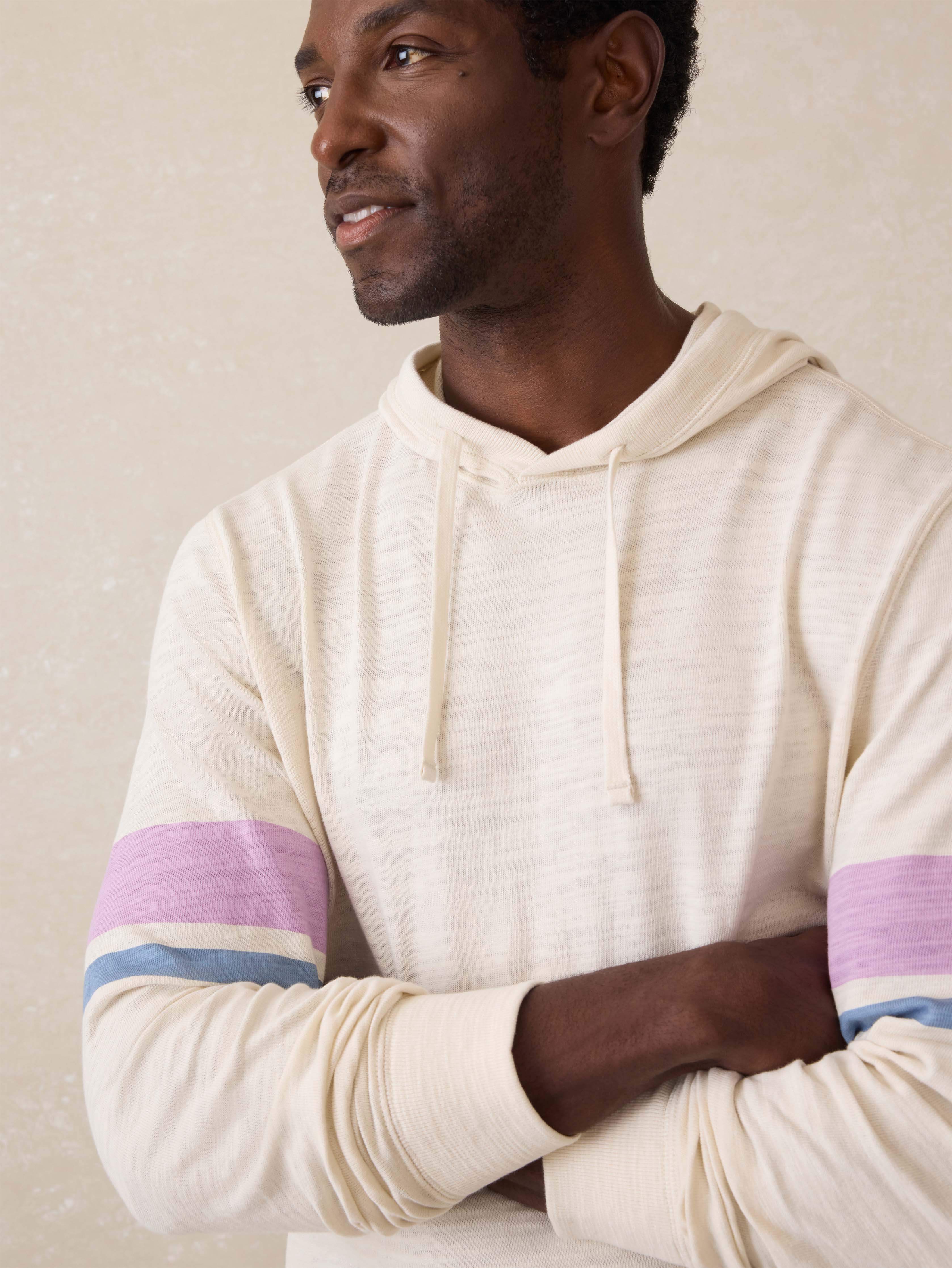 Sunwashed Slub Hoodie - Cream Dume Stripe