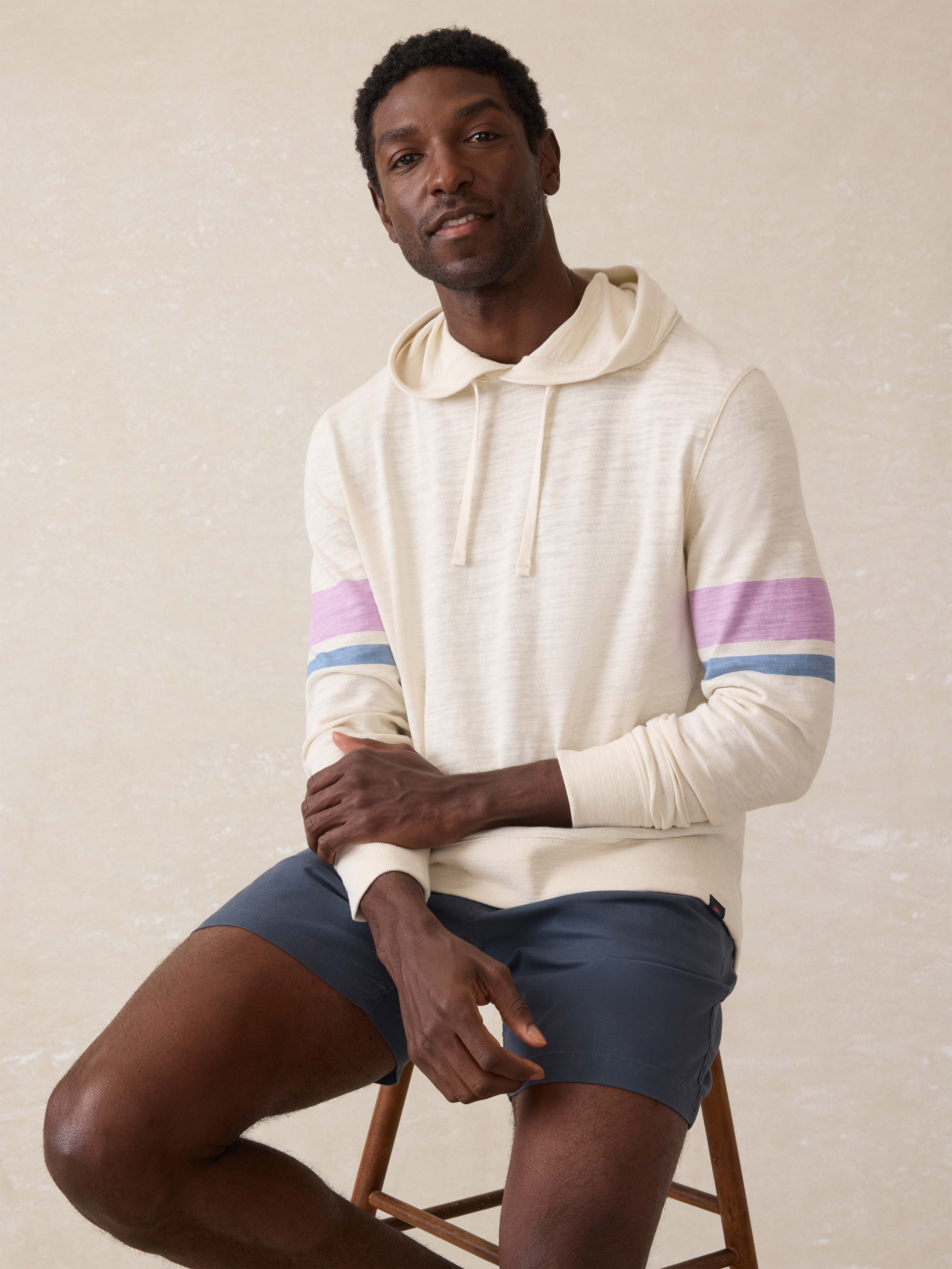 Sunwashed Slub Hoodie - Cream Dume Stripe