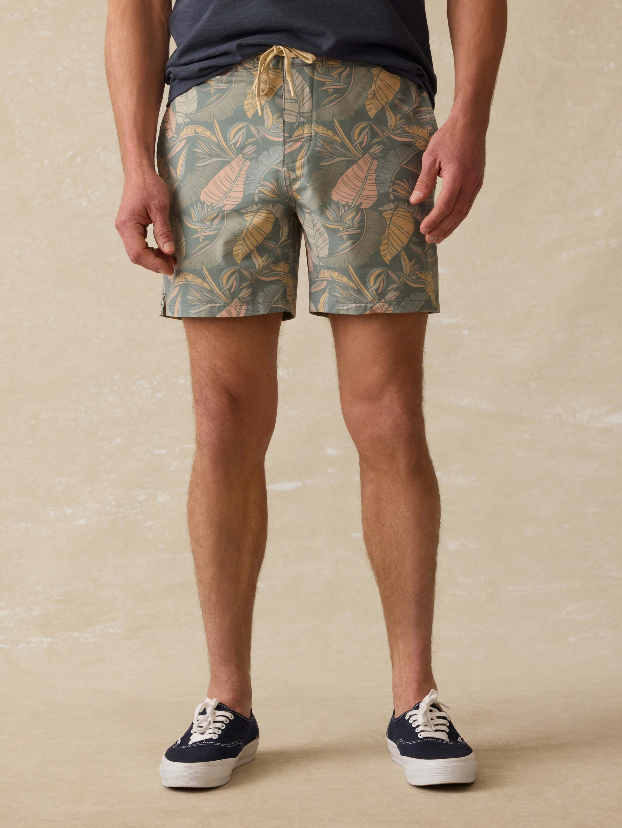 Biarritz Boardshort Valley Sunwashed Leaves Faherty Brand