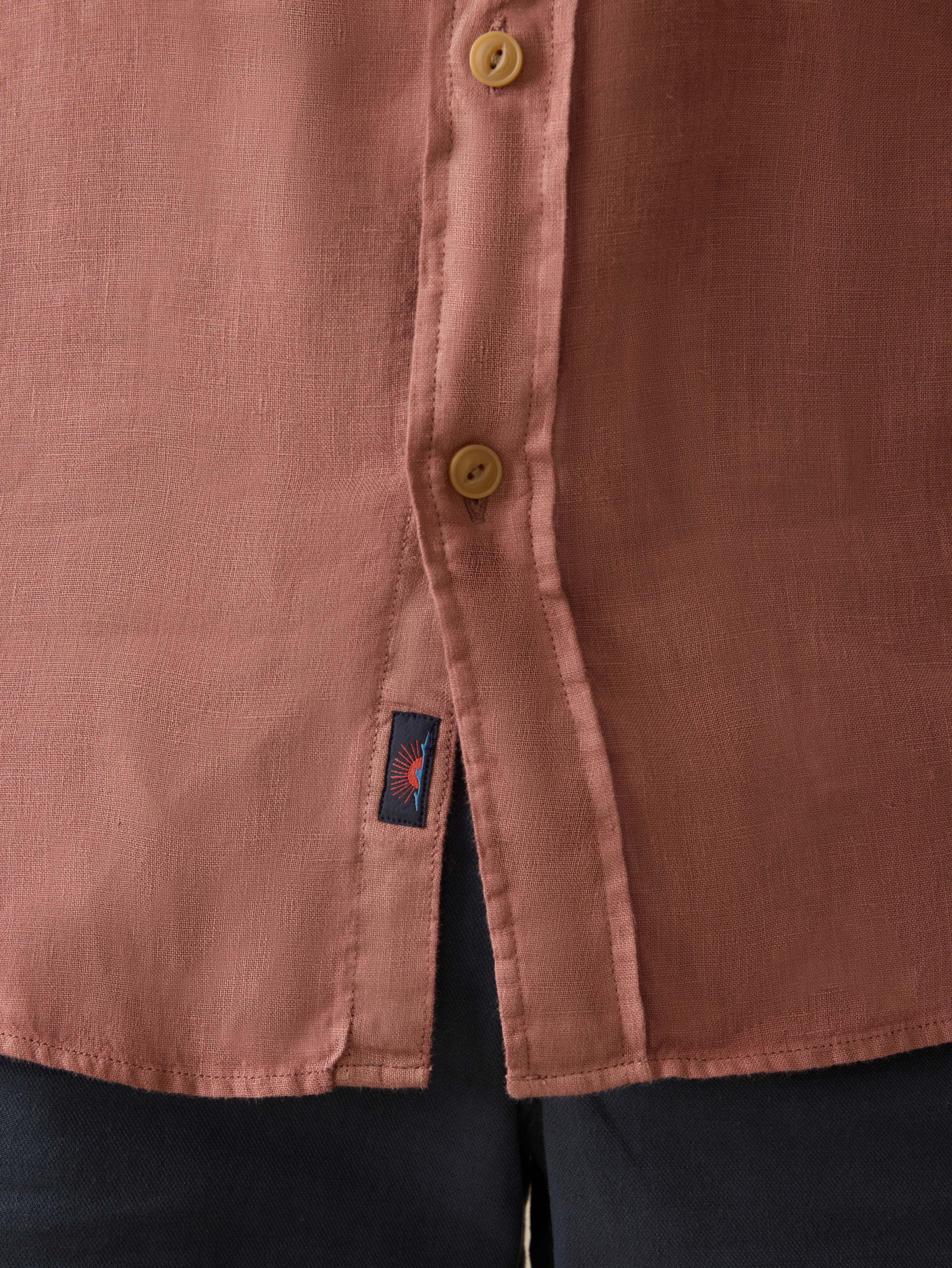 Irish Linen Safari Shirt - Cedar Rose