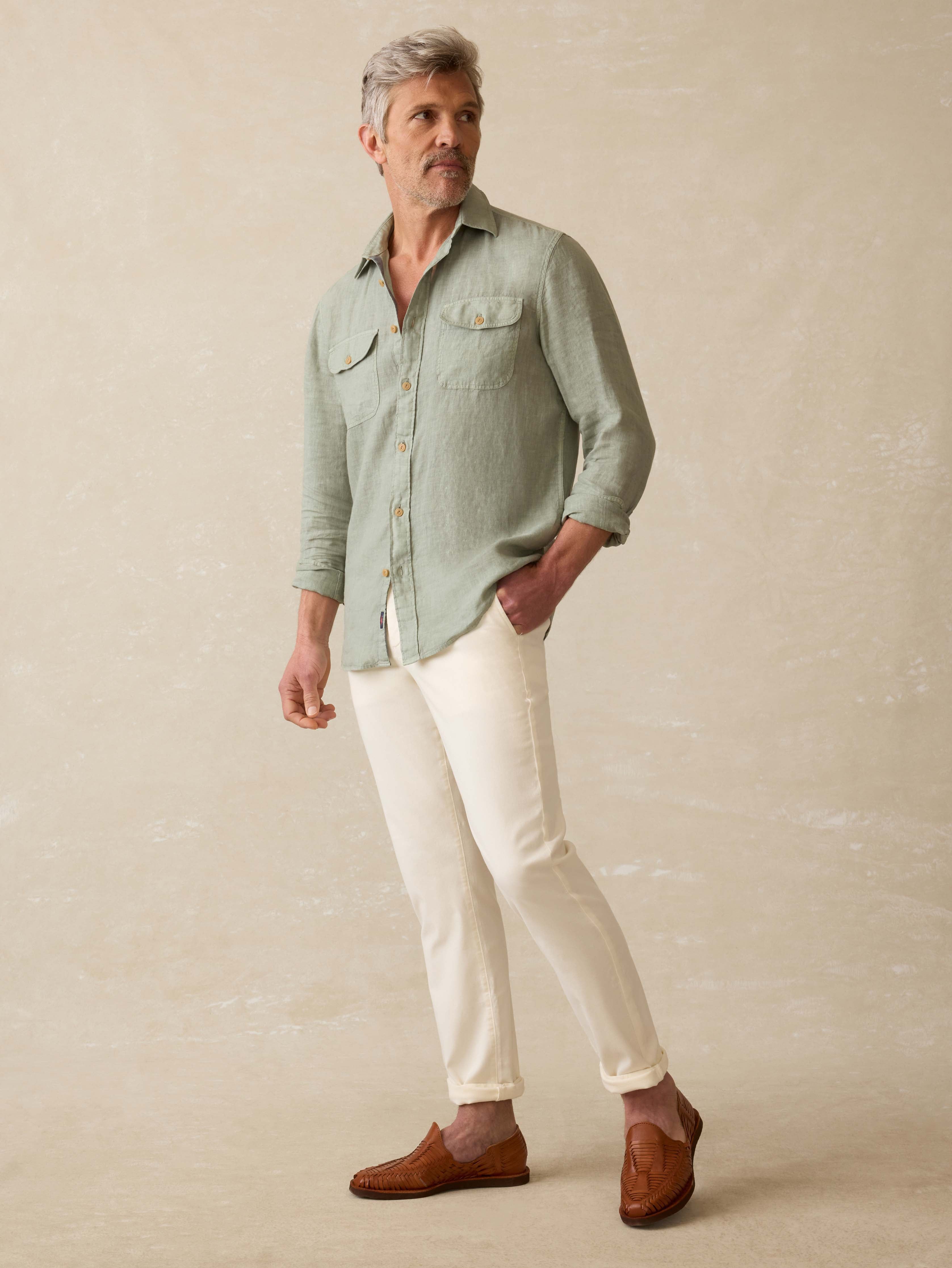 Irish Linen Safari Shirt - Sage Creek