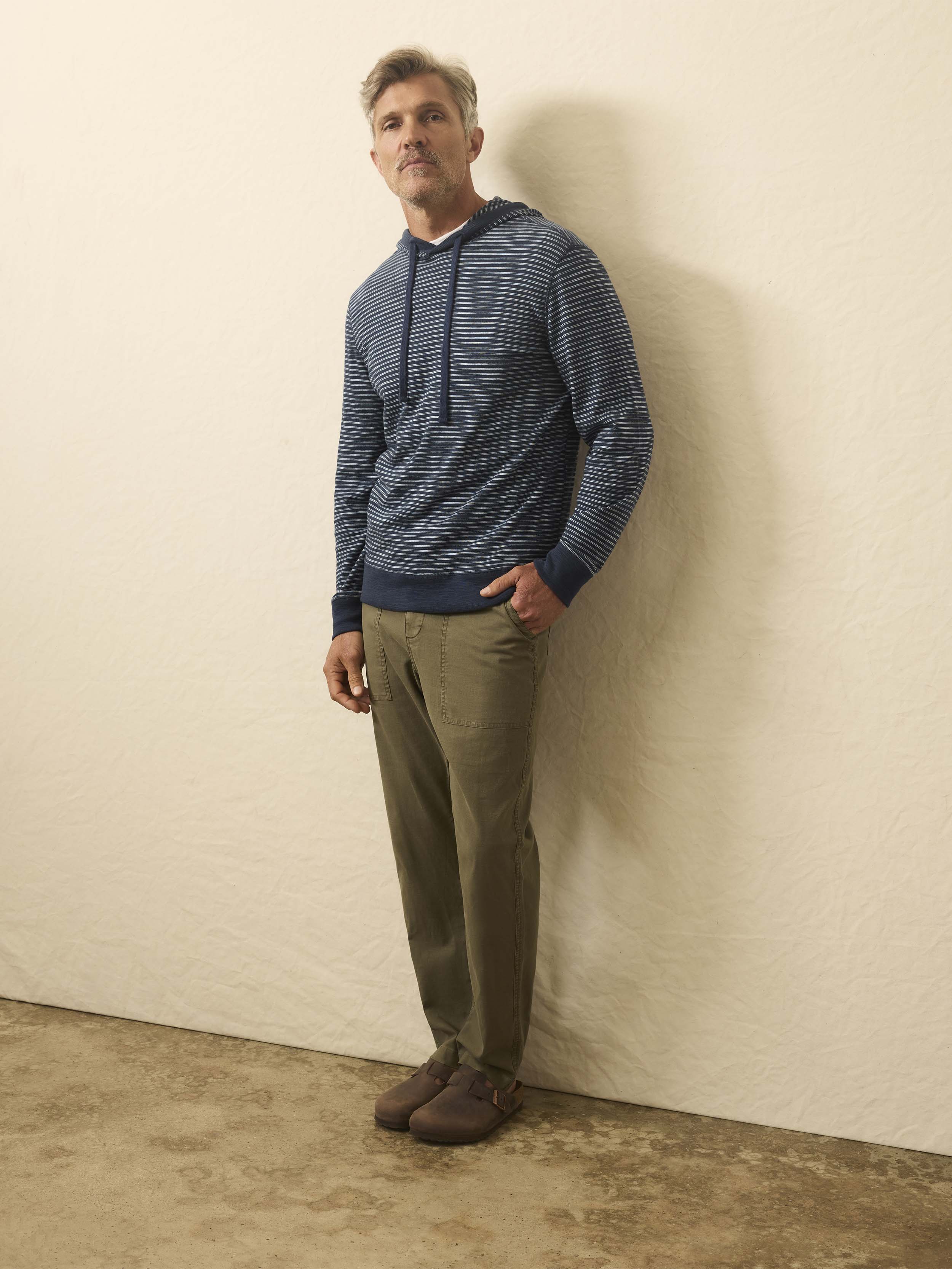 Sunwashed Slub Hoodie - Navy Stream Stripe