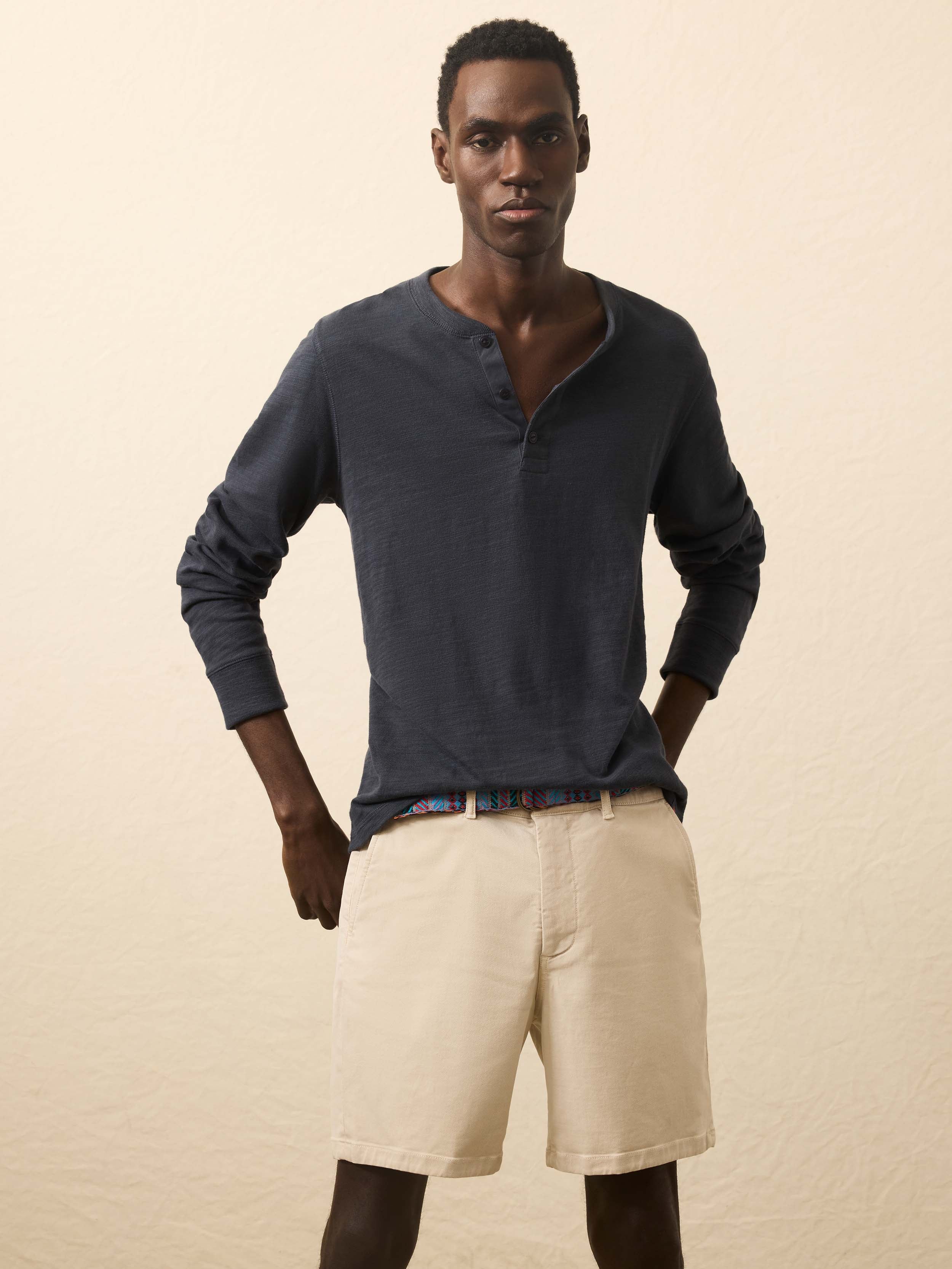 Sunwashed Slub Henley - Blue Nights