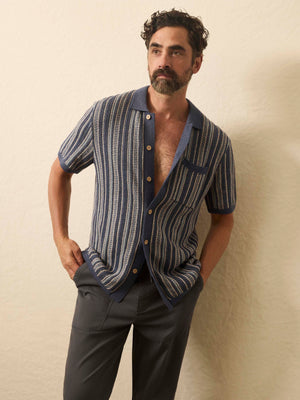 Short-Sleeve Sweater Shirt - River Cliffs Stripe