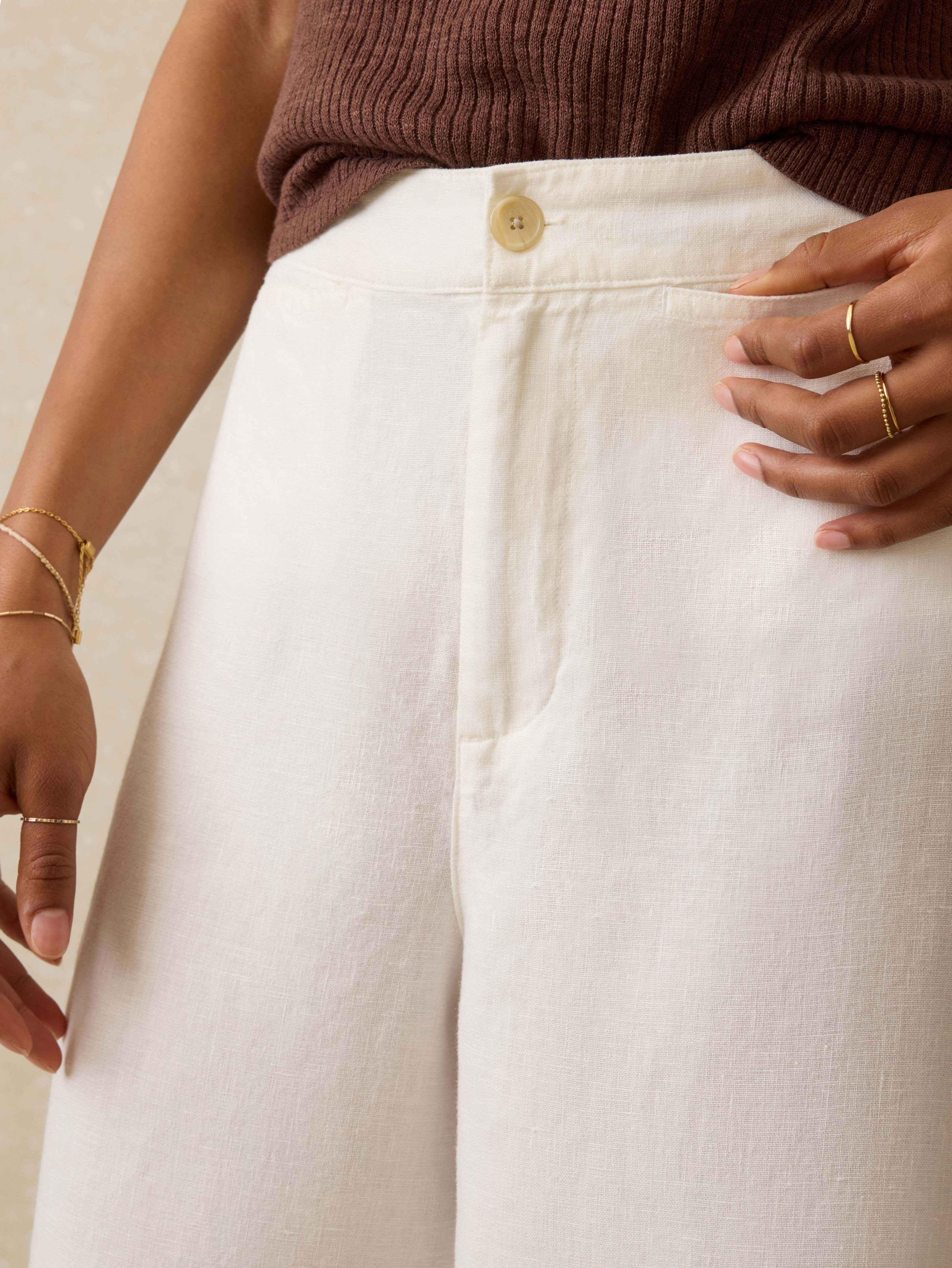 Sun Strider Linen Pant - White