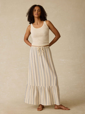 Dune Cotton Gauze Rees Skirt - Aqua Sea Stripe
