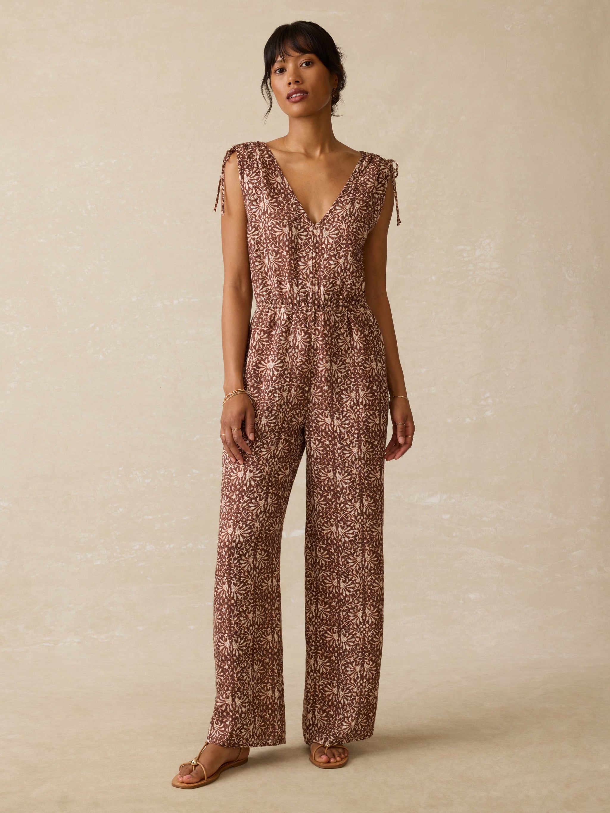 Jules Linen Jumpsuit Sausalito Sunset Faherty Brand