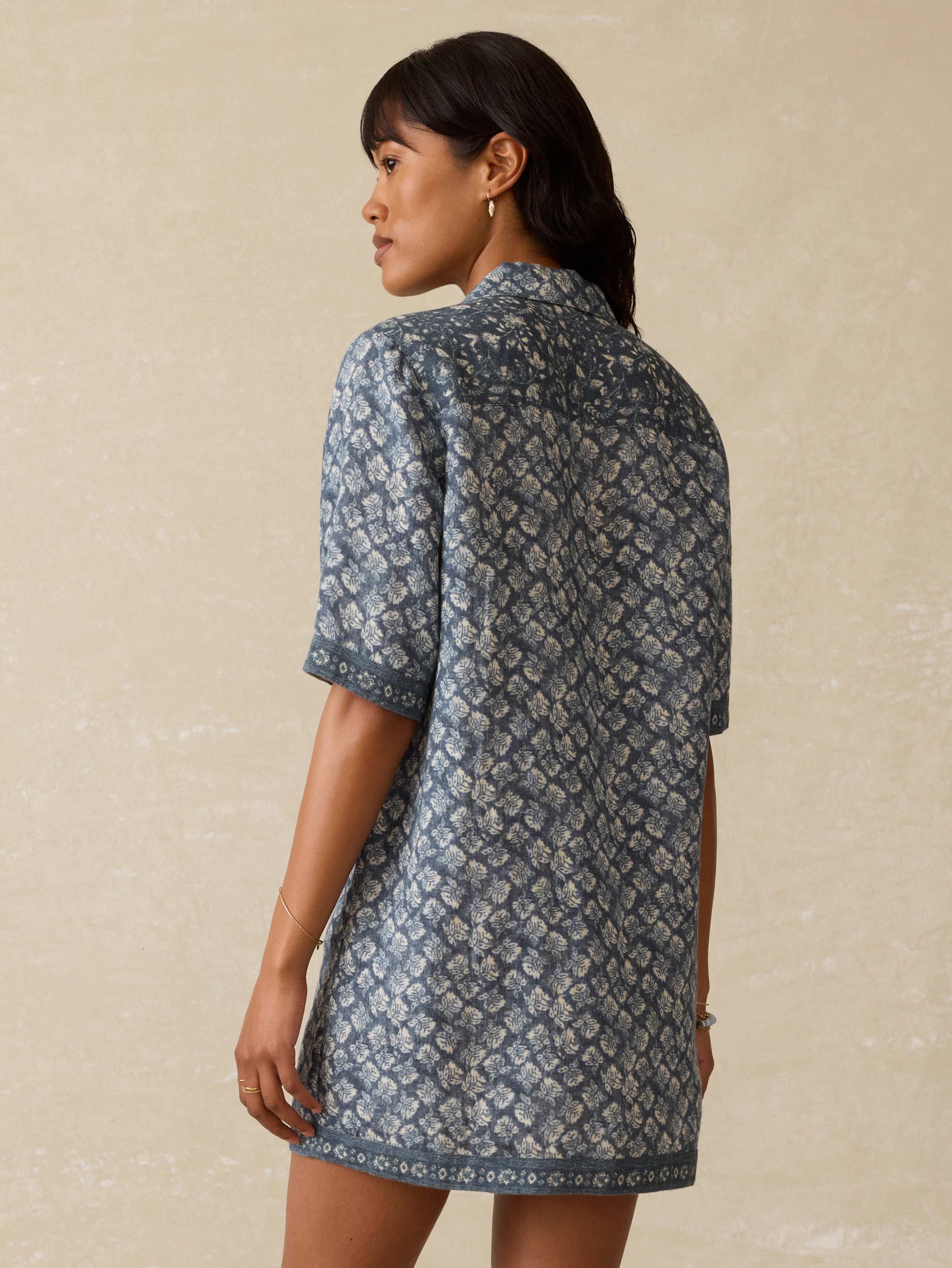 Paradise Point Linen Dress - Oceanview Blossom
