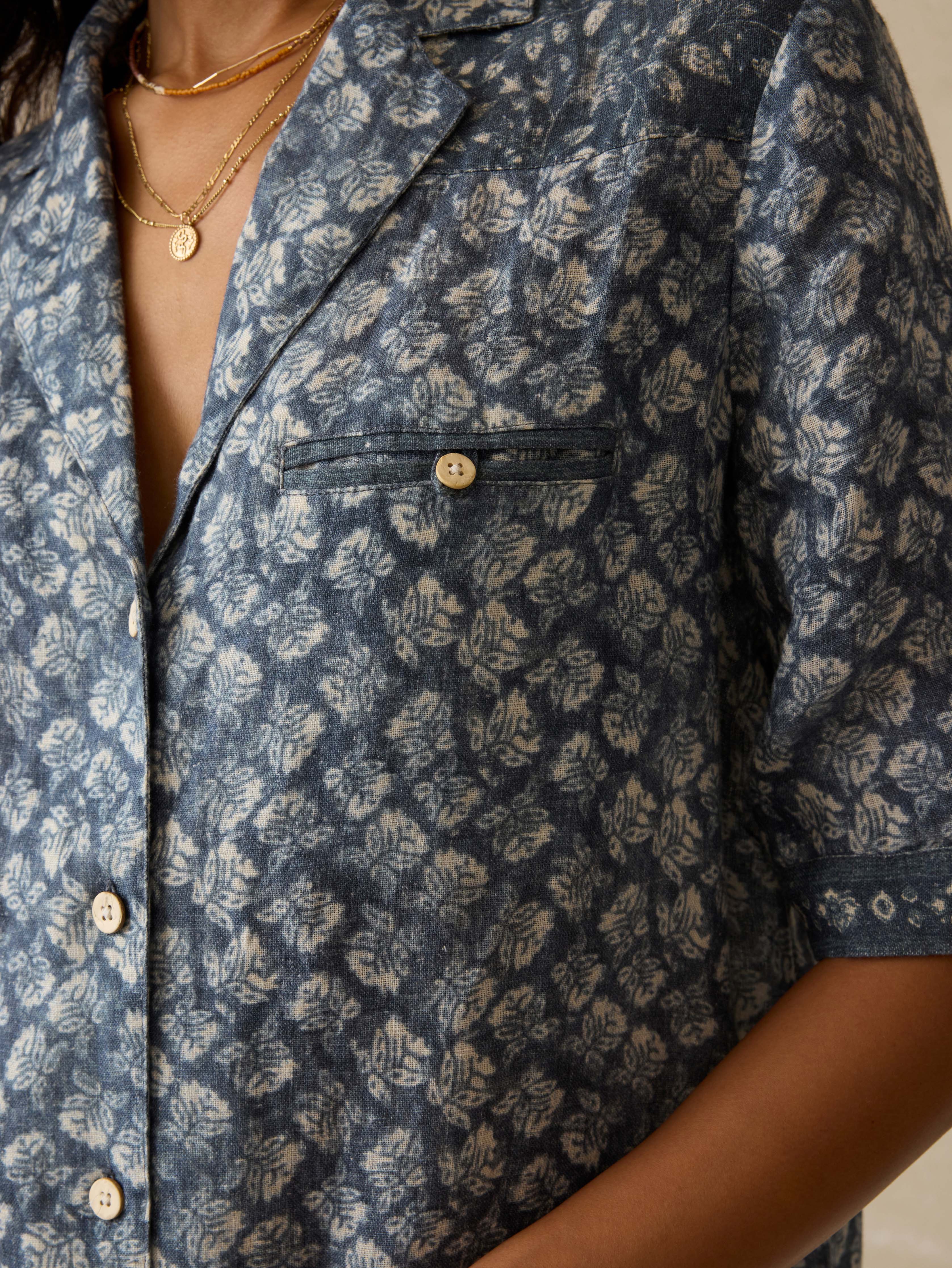 Paradise Point Linen Dress - Oceanview Blossom