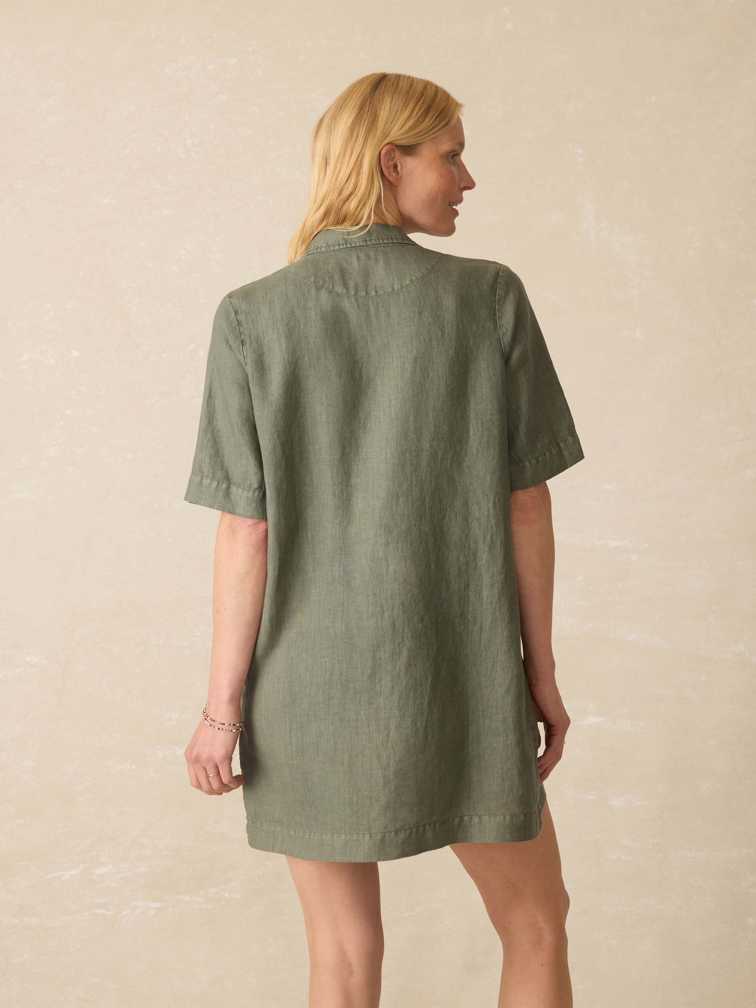 Paradise Point Linen Dress - Thyme