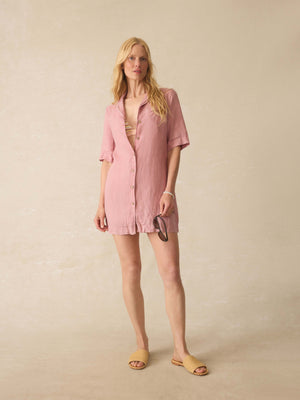 Paradise Point Linen Dress - Withered Rose