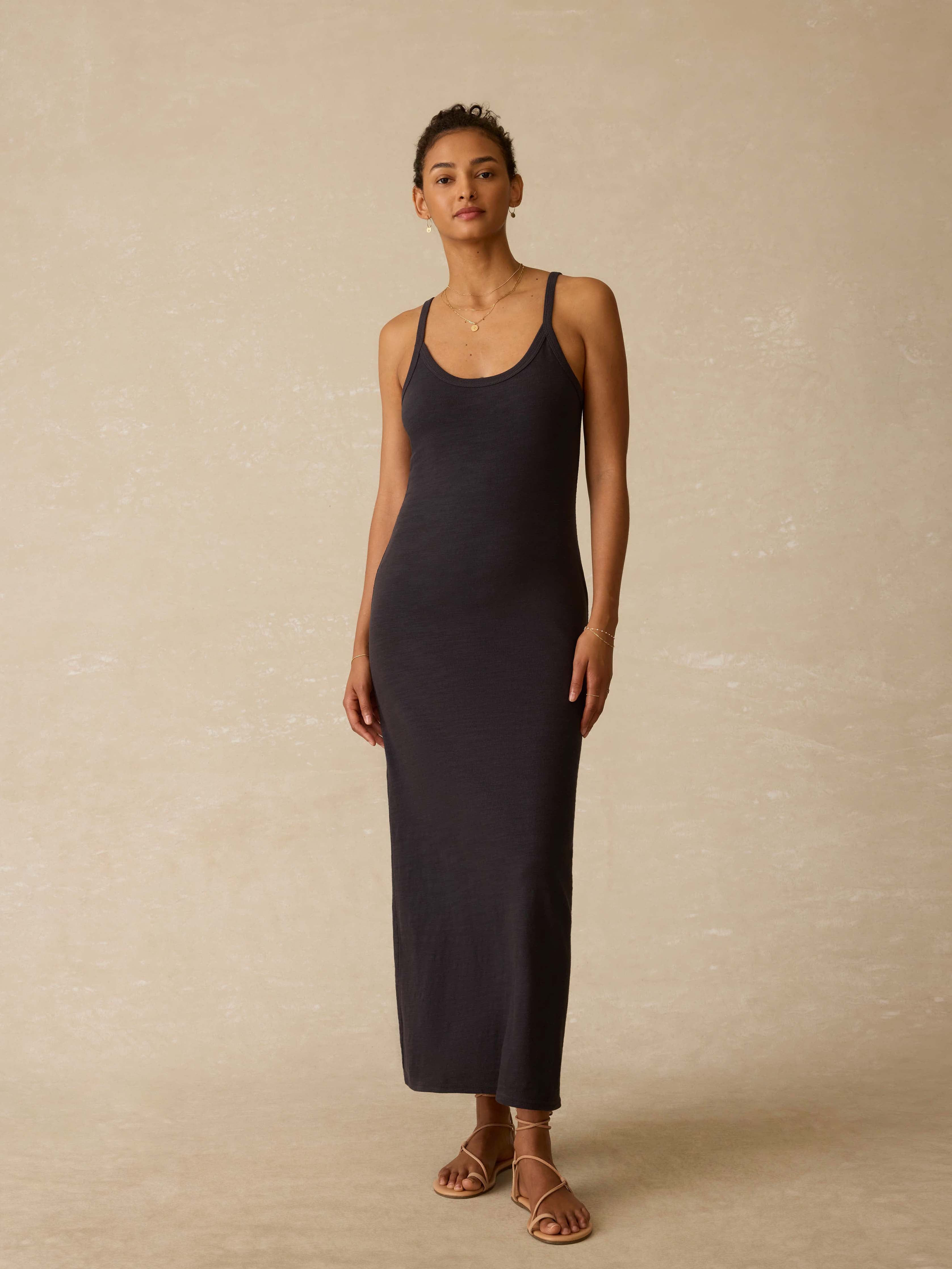 Sunwashed Slub Tank Dress - Washed Black