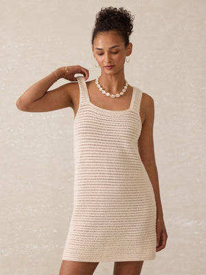 Seacoast Crochet Sleeveless Dress - Cream