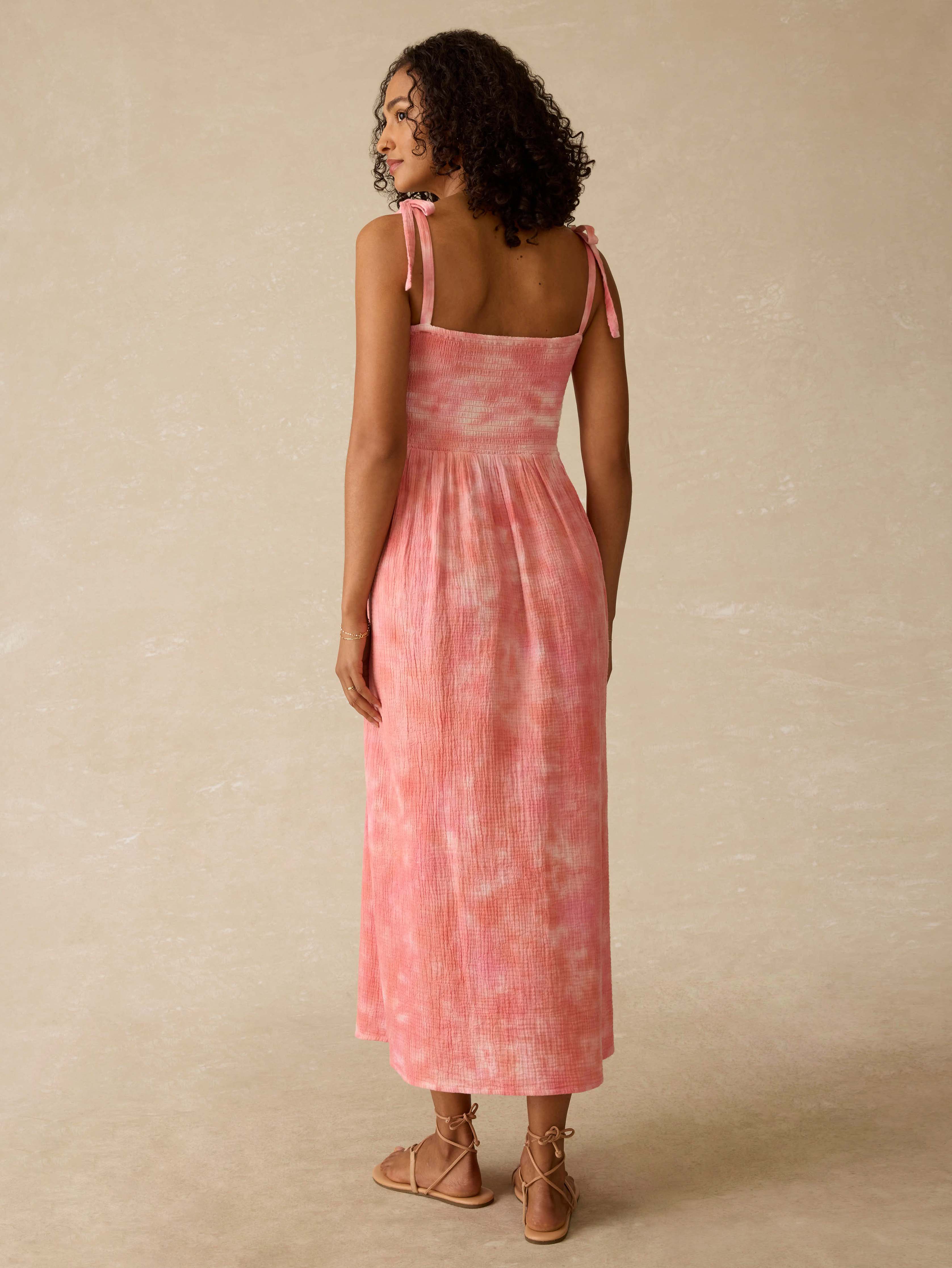 Dune Cotton Gauze Ella Dress - Coral Skies Tie Dye