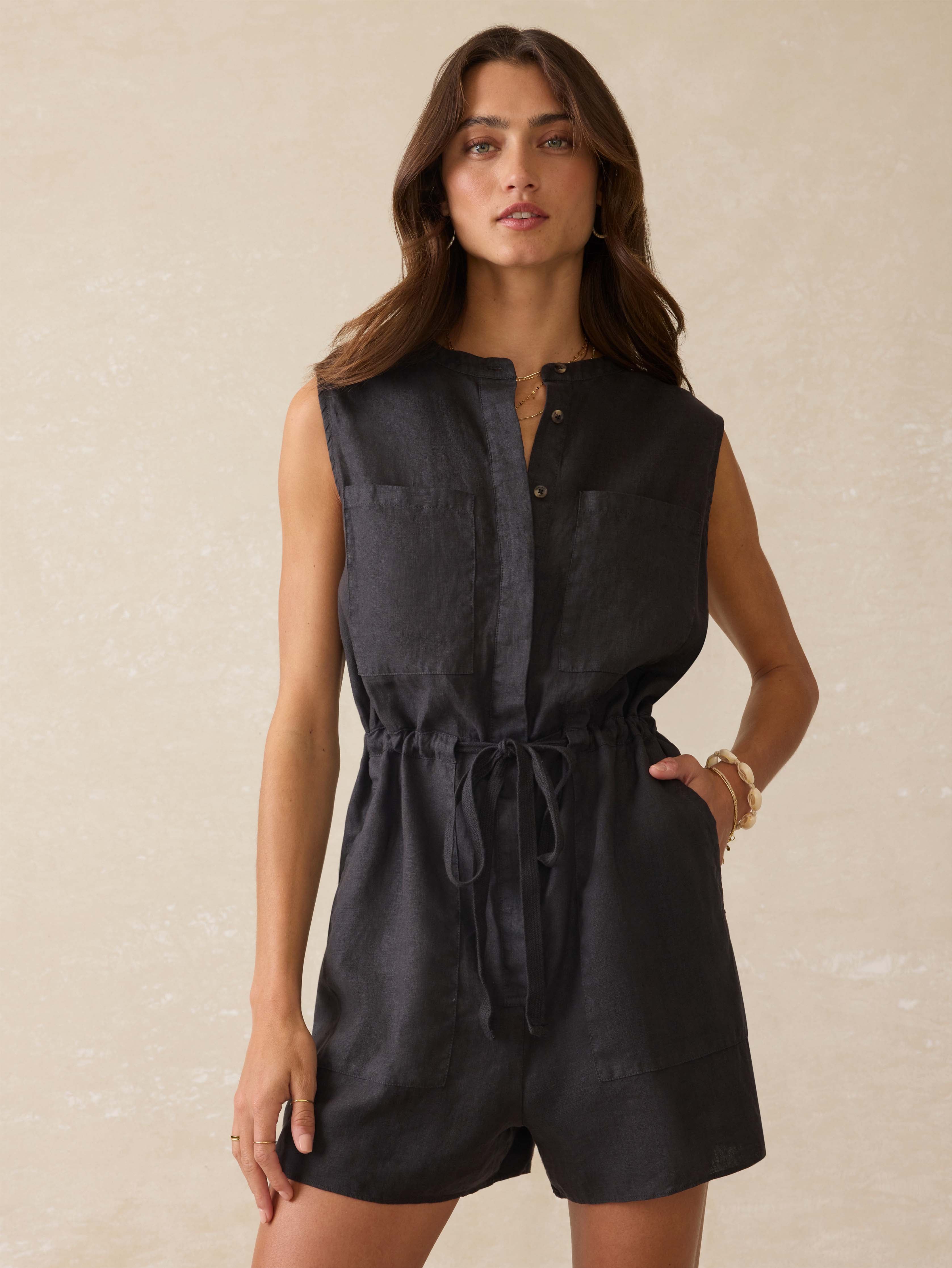 Mia Romper - Washed Black