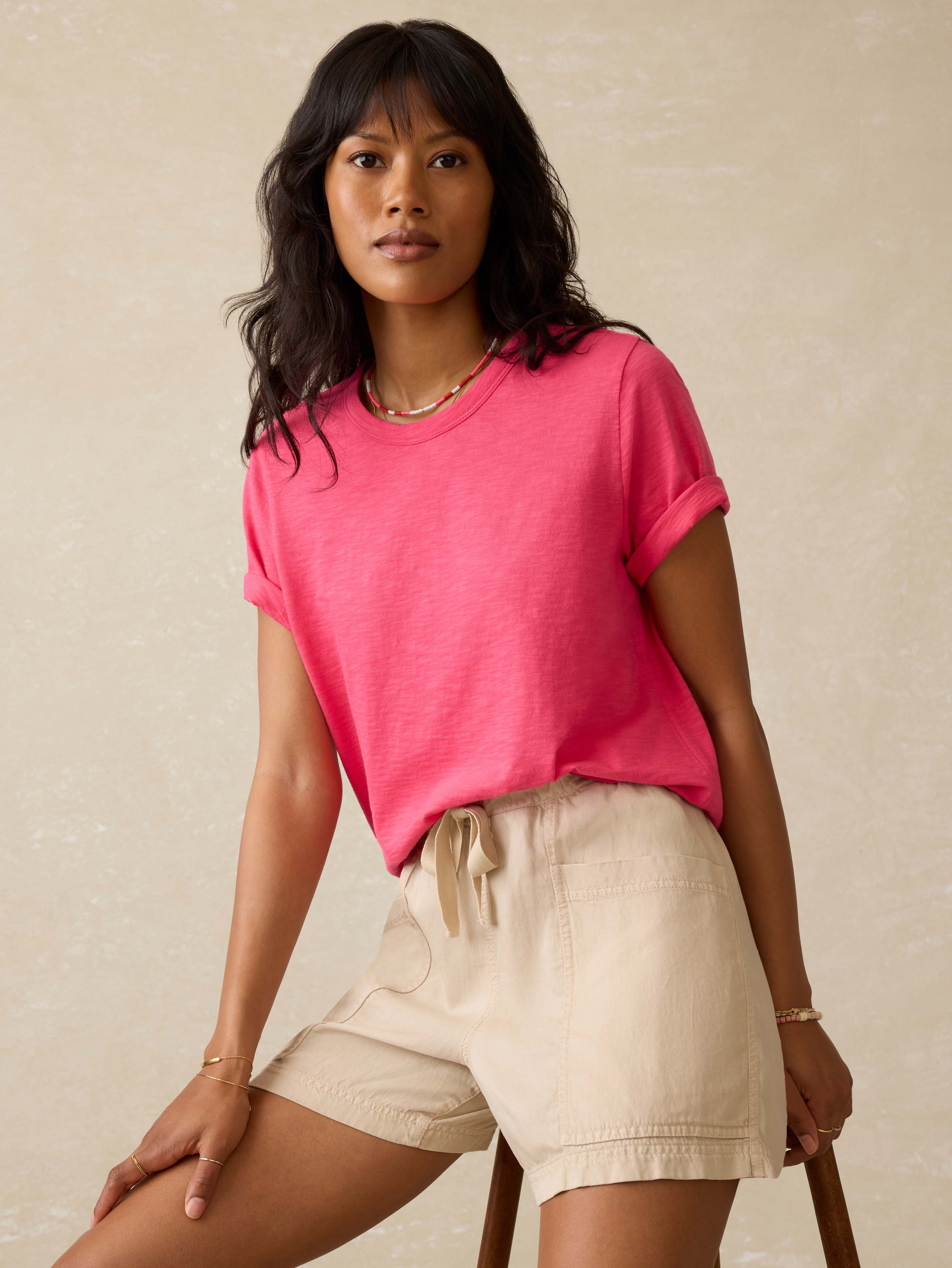 Sunwashed Regenerative Essential Tee - Pink Flambe