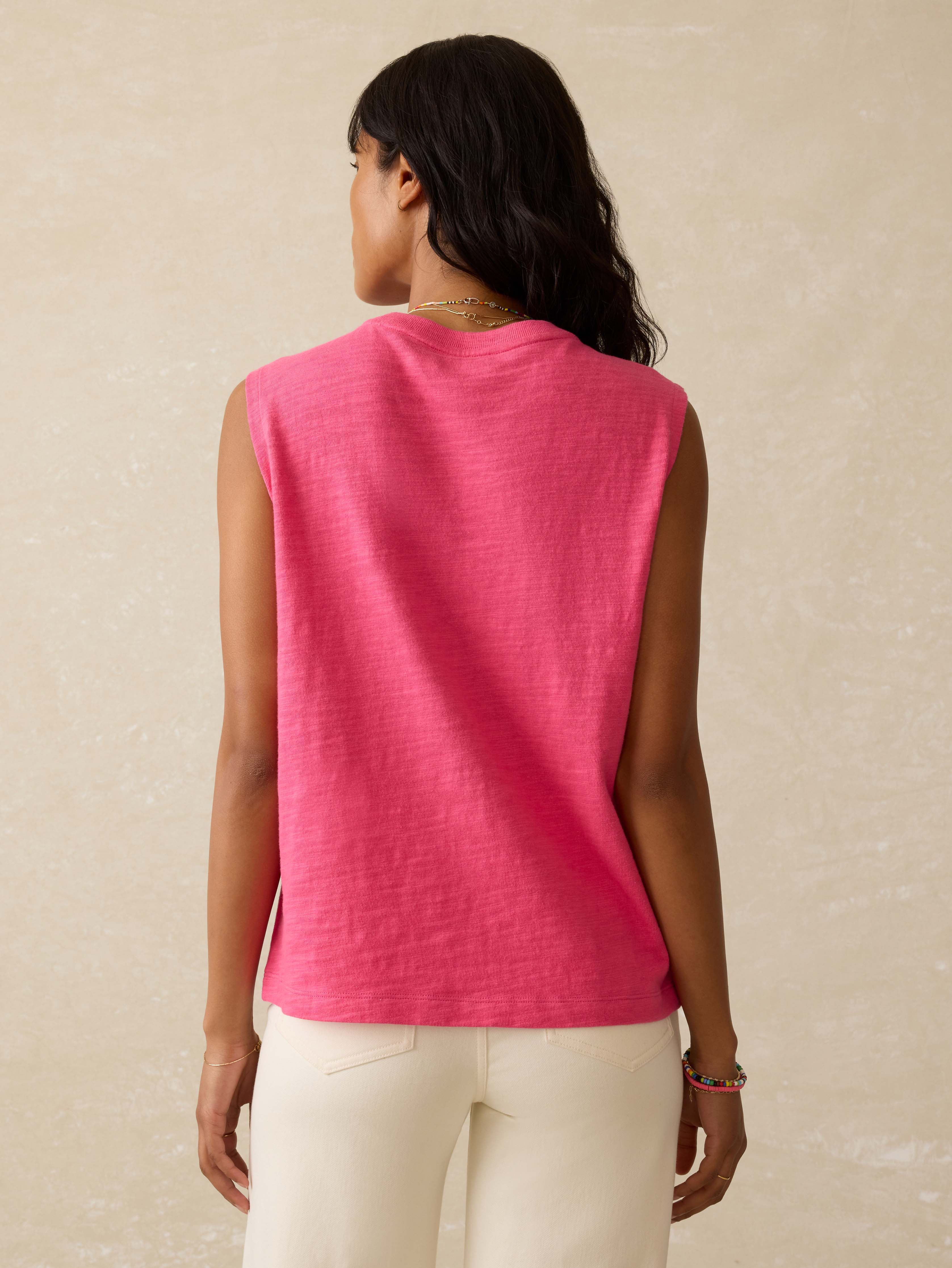 Sunwashed Midweight Organic Muscle Tank - Pink Flambe