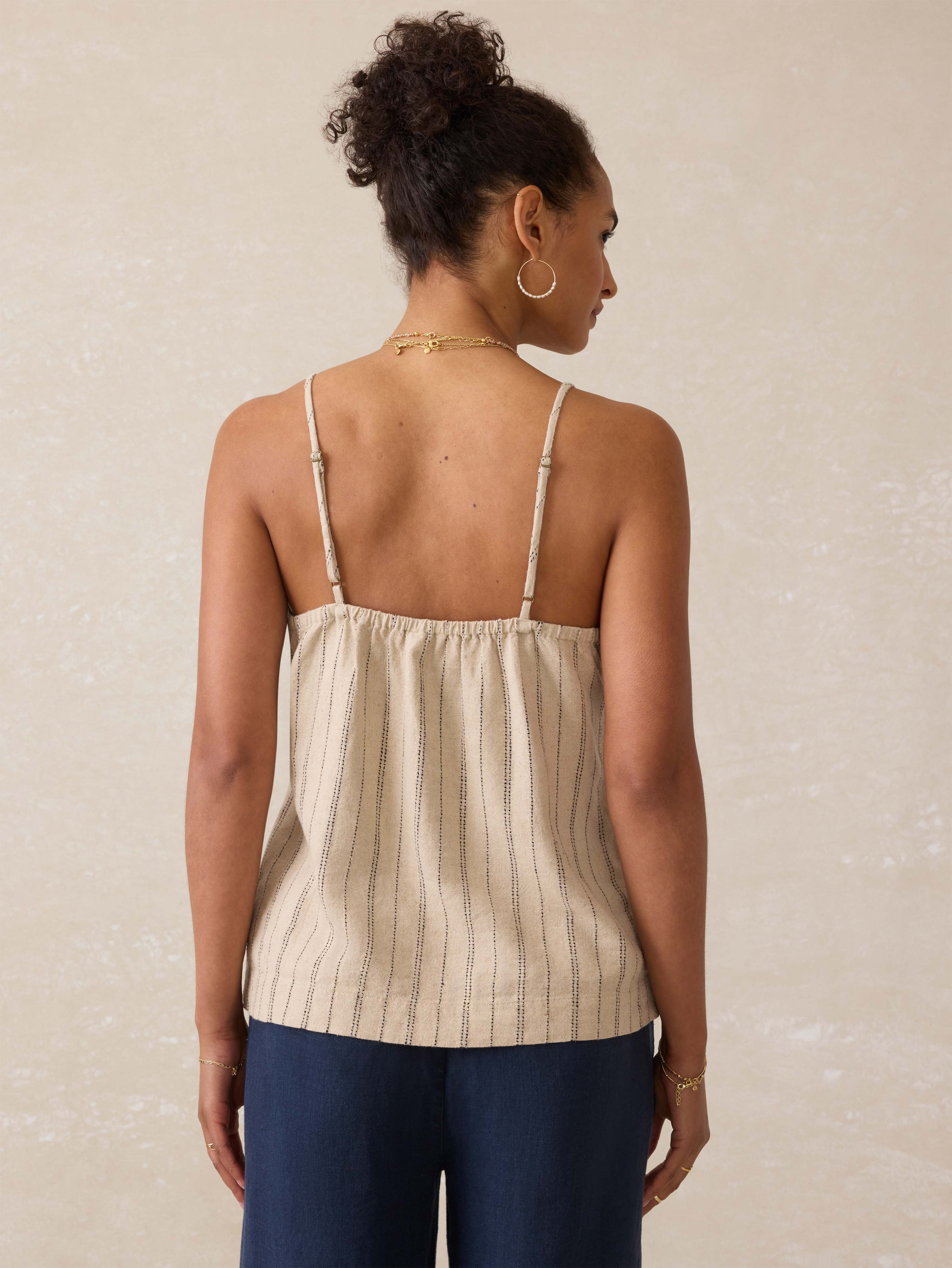 Riviera Linen Tank - Driftwood Stripe
