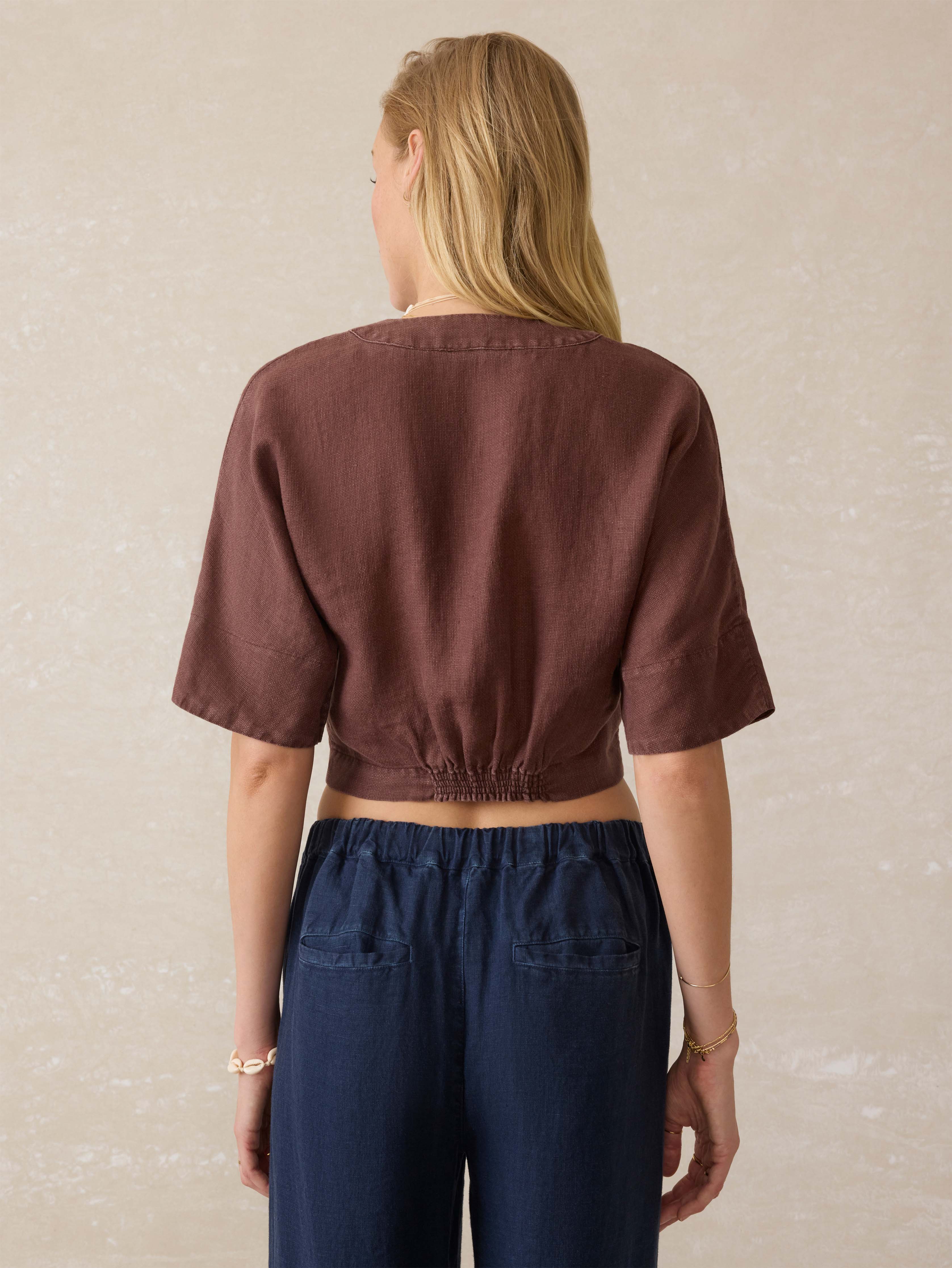Palma Linen Avery Top - Cocoa