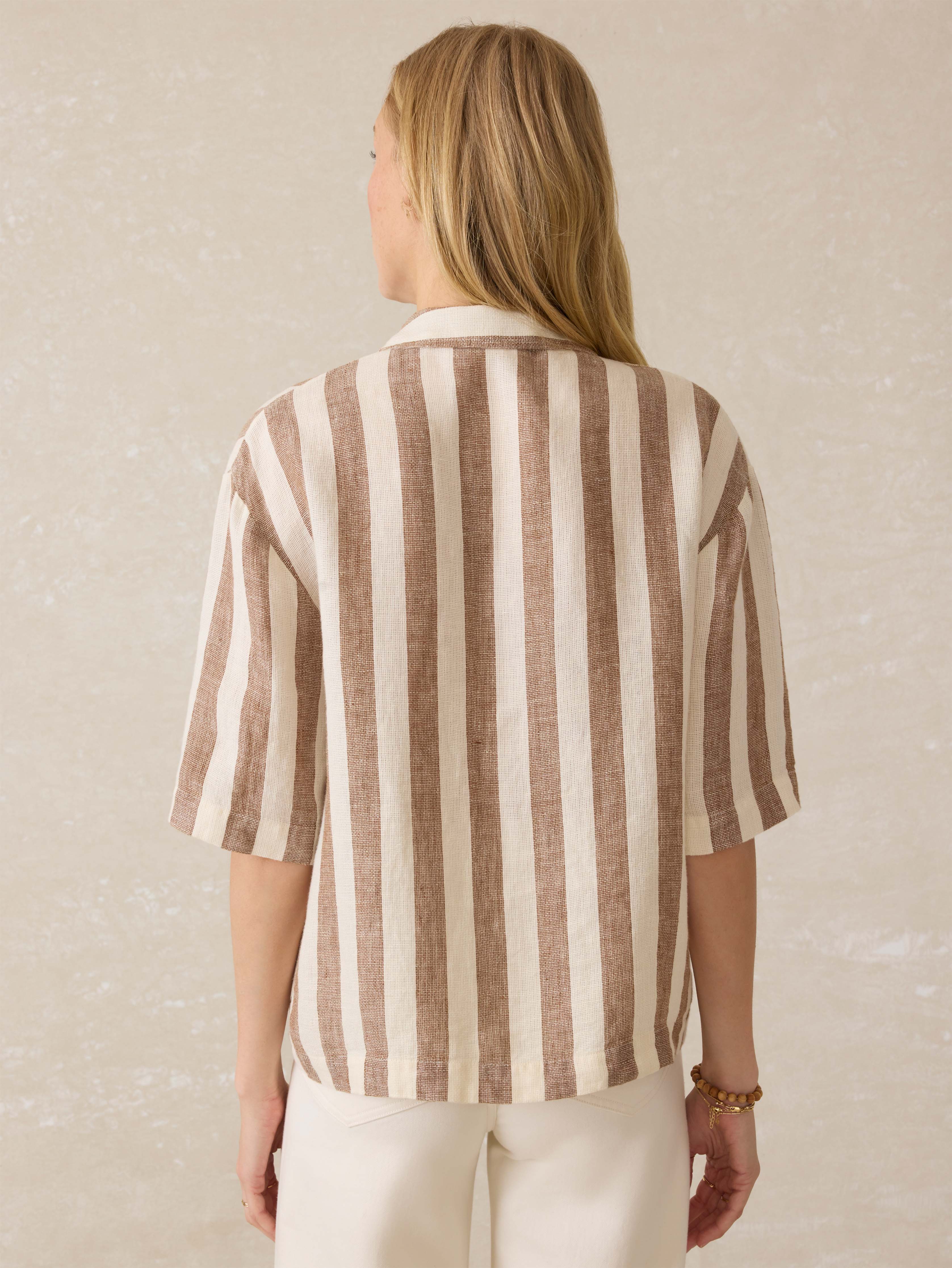 Palma Linen Camp Shirt - Cocoa Beach Stripe