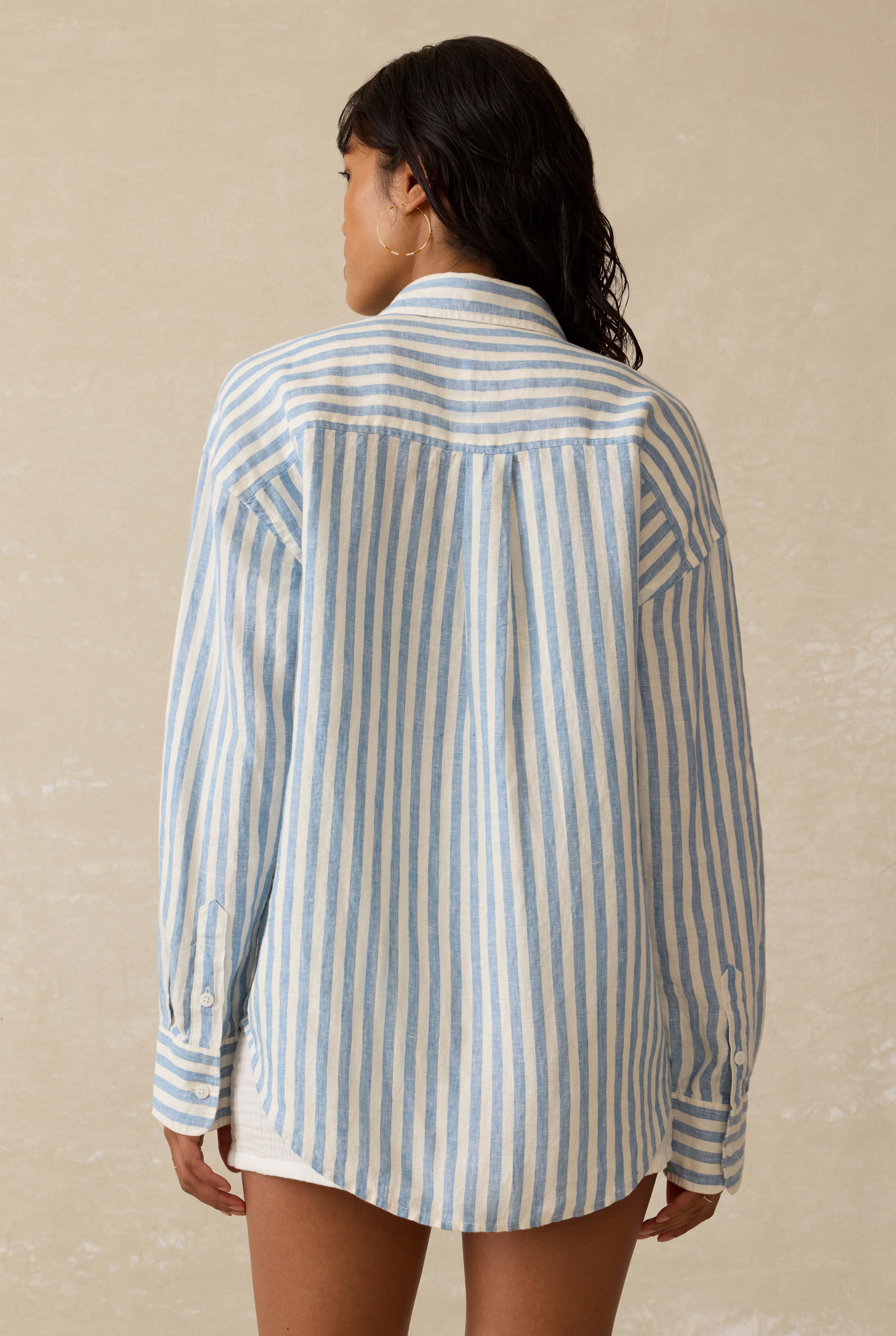 Laguna Linen Relaxed Shirt - Ocean Lucy Stripe