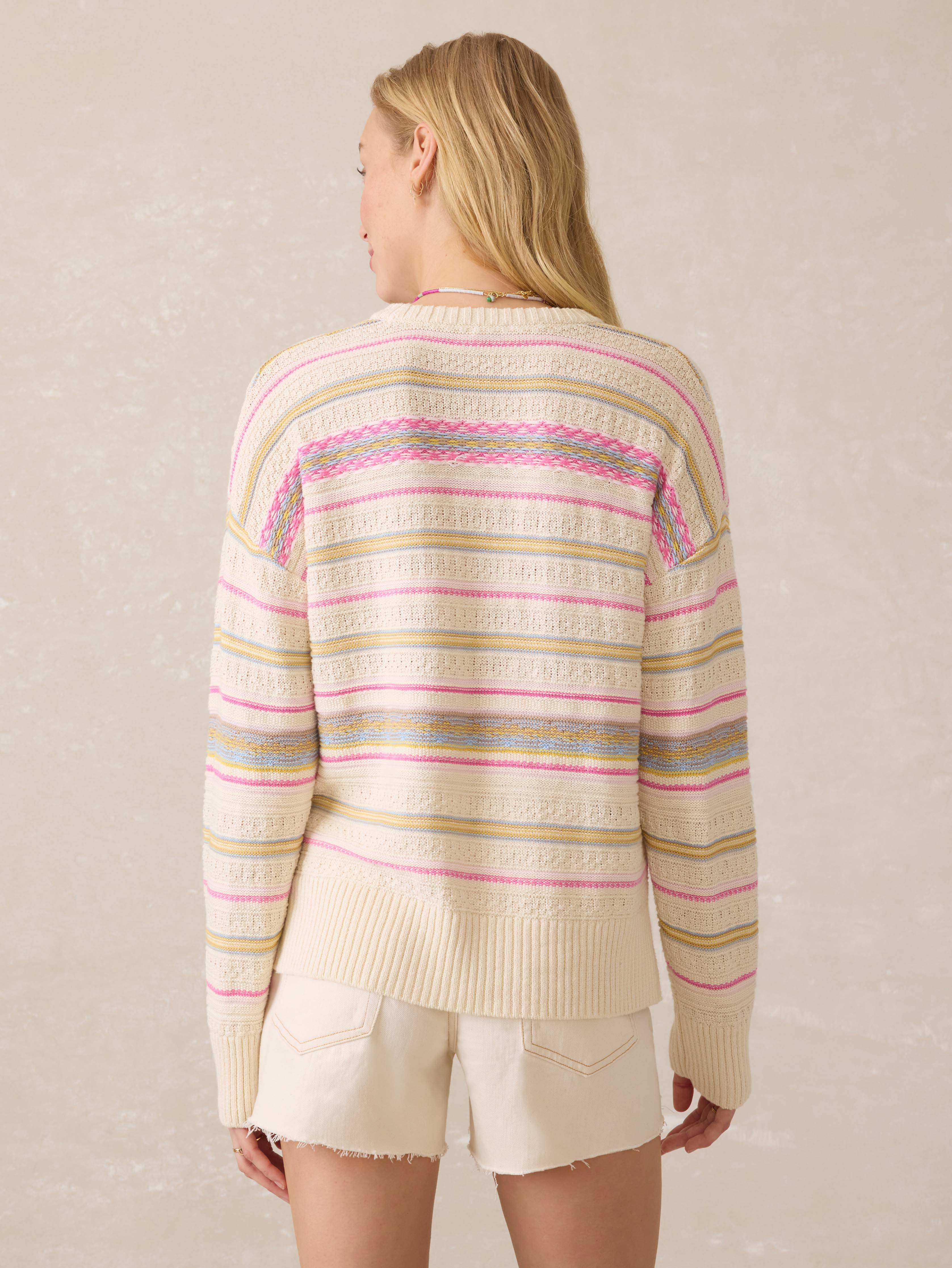 Miramar Linen Stargazer Crew - Seashell Sands