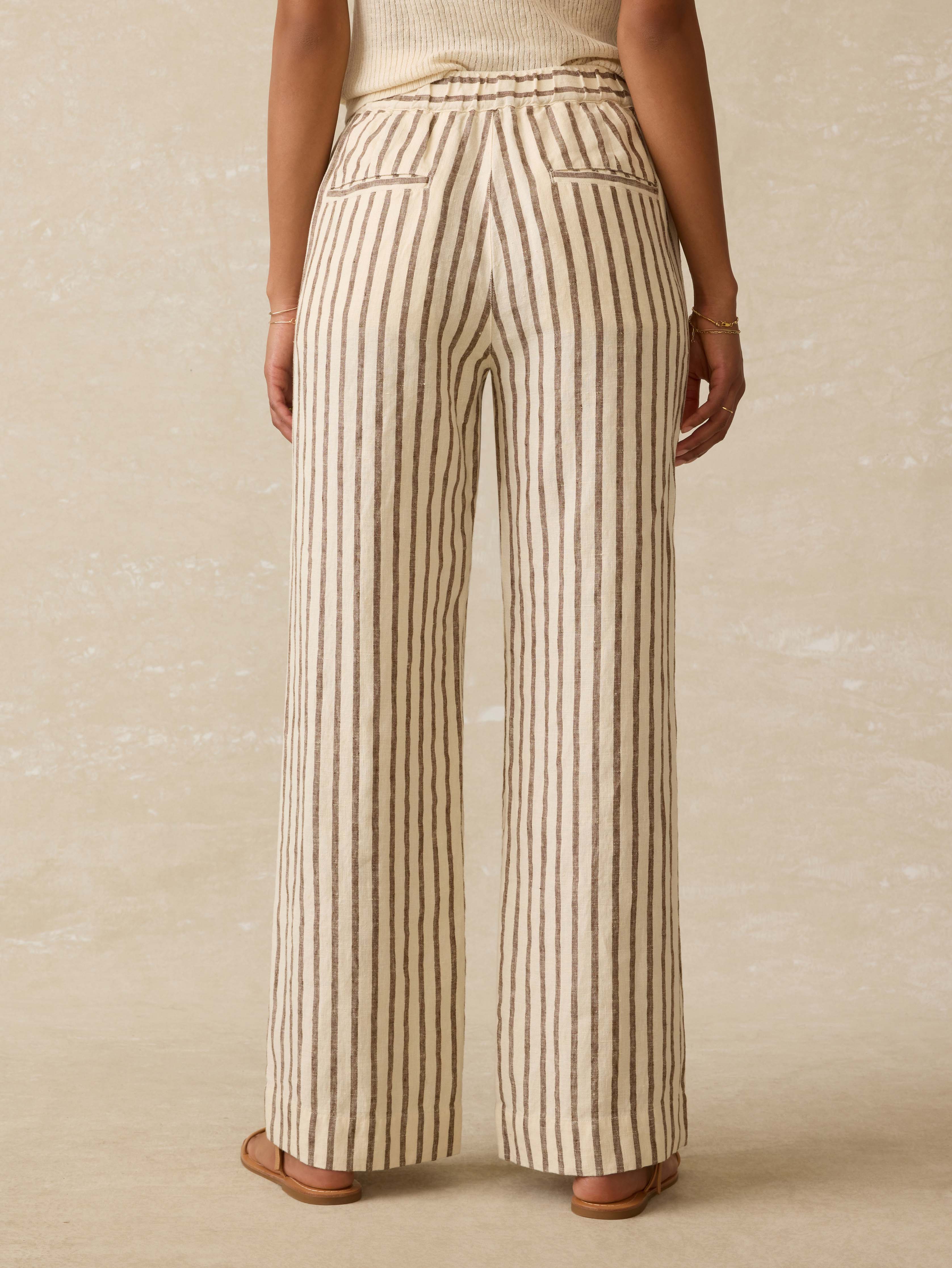 Sun Strider Linen Pant - Cocoa Grove Stripe