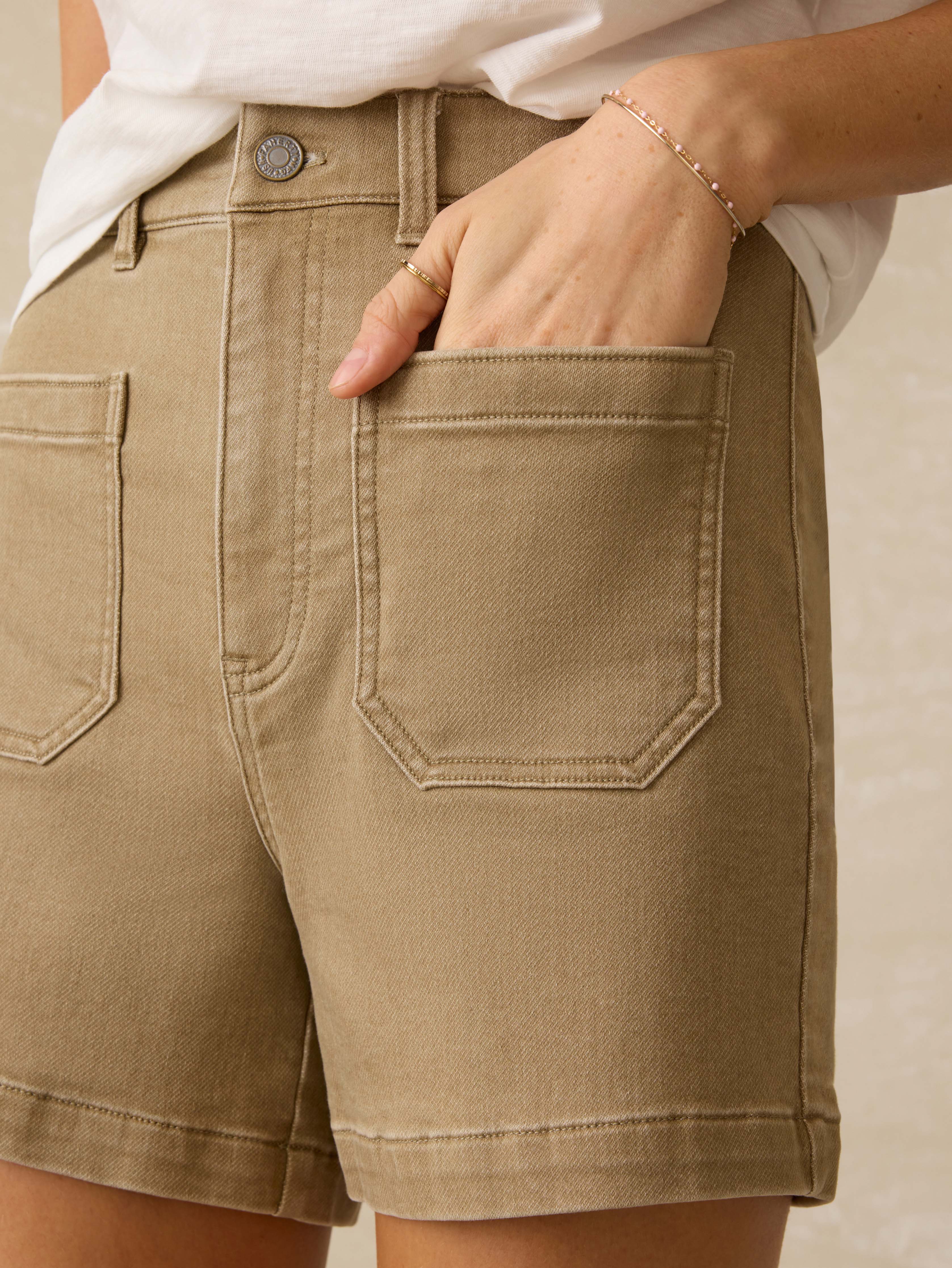 Stretch Terry Patch Pocket Short - Desert Khaki