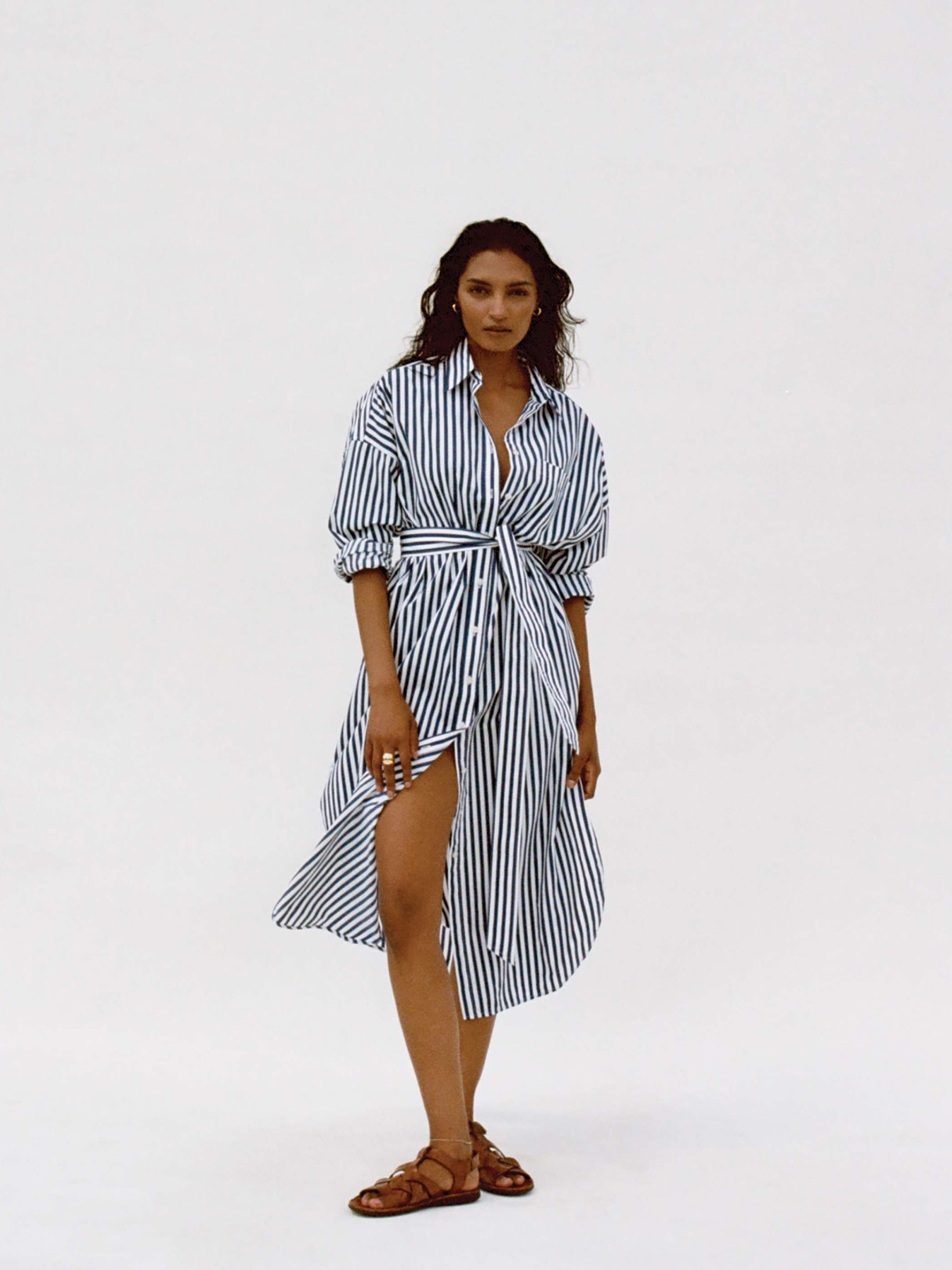 Coastal Poplin Rio Shirtdress - Seaside Stripe