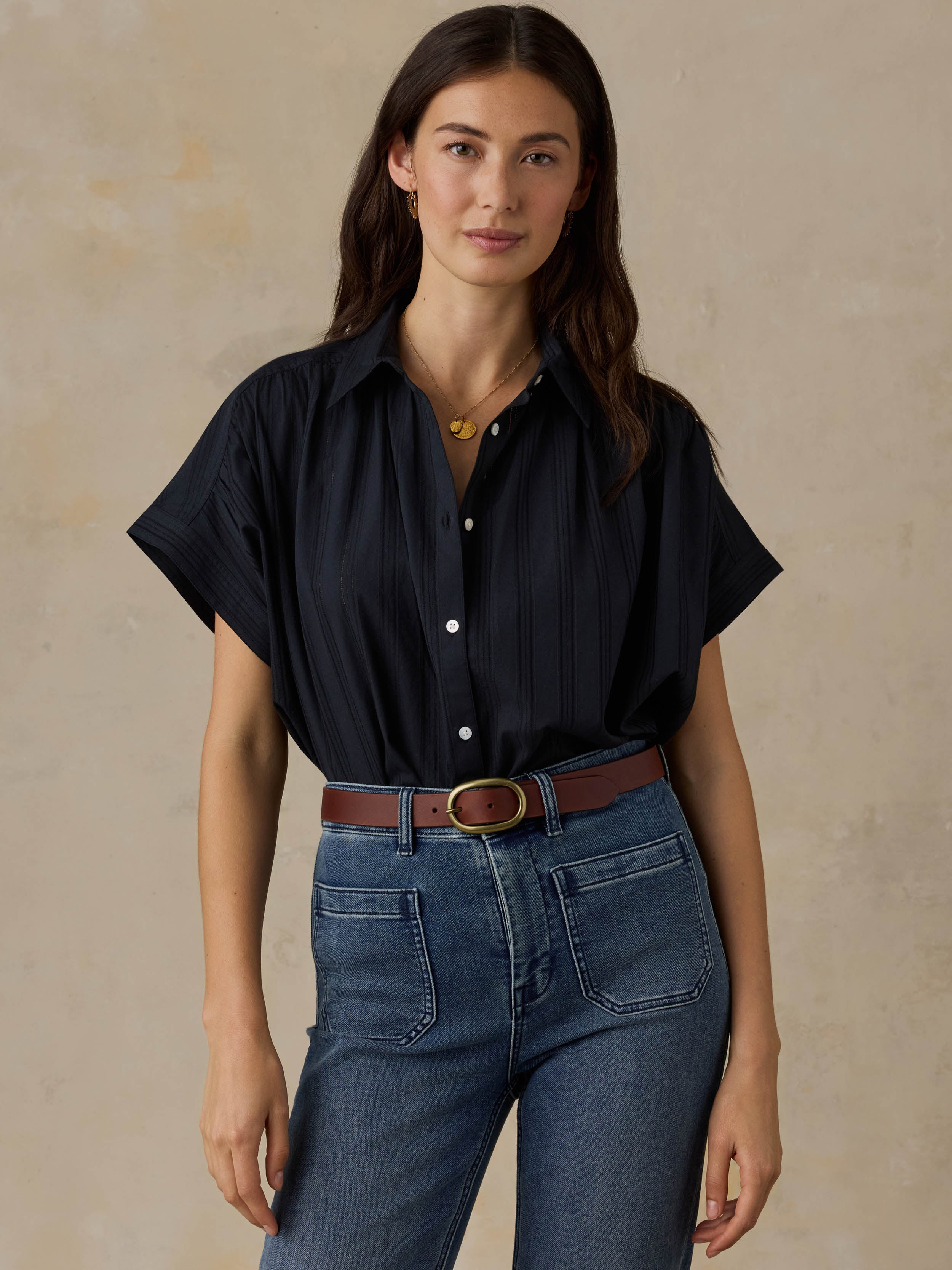 Heirloom Dobby Lucia Top - Black | Faherty Brand