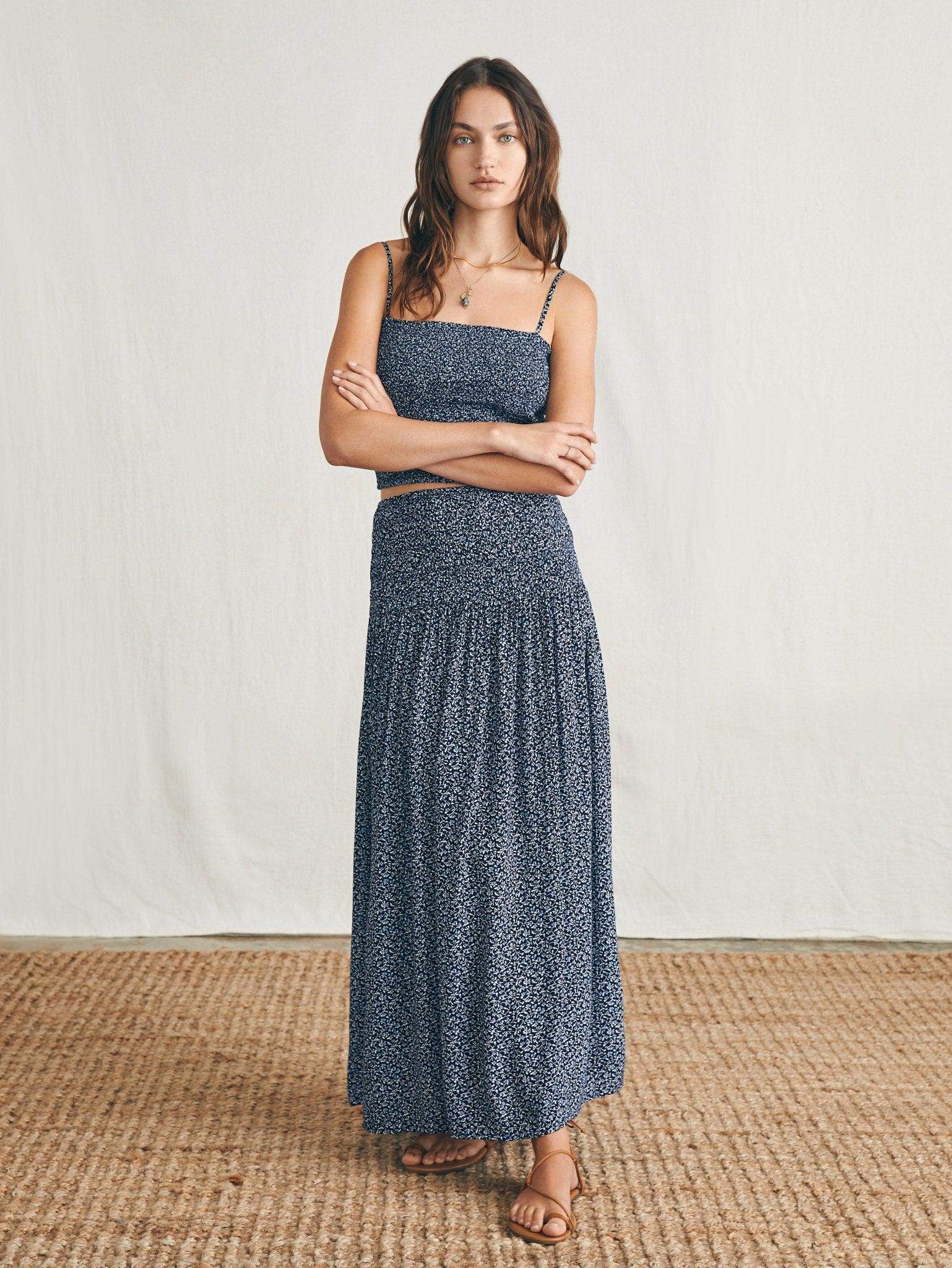 Alisee Skirt - Navy Riverton Ditsy - Faherty Brand