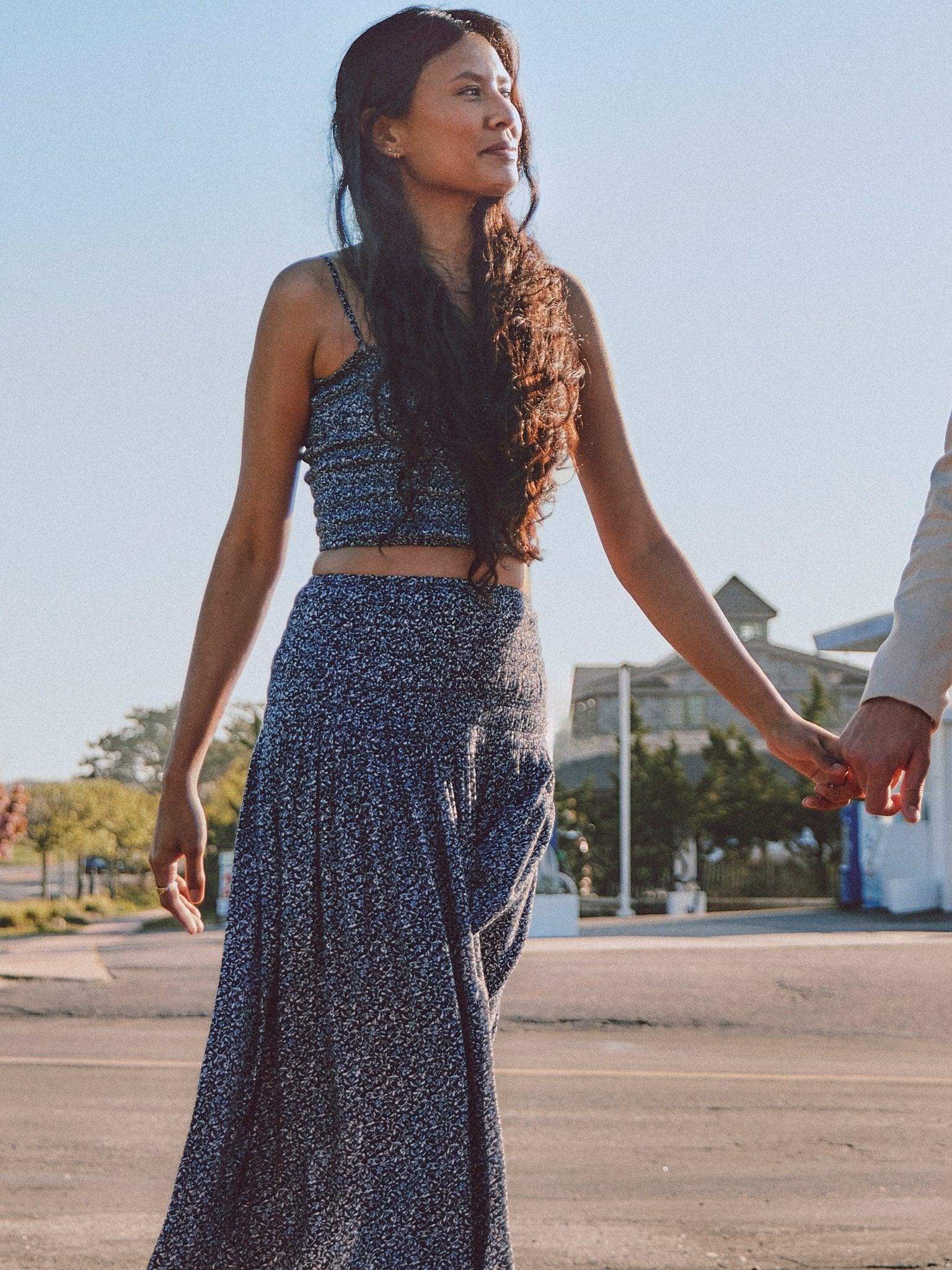 Alisee Skirt - Navy Riverton Ditsy - Faherty Brand