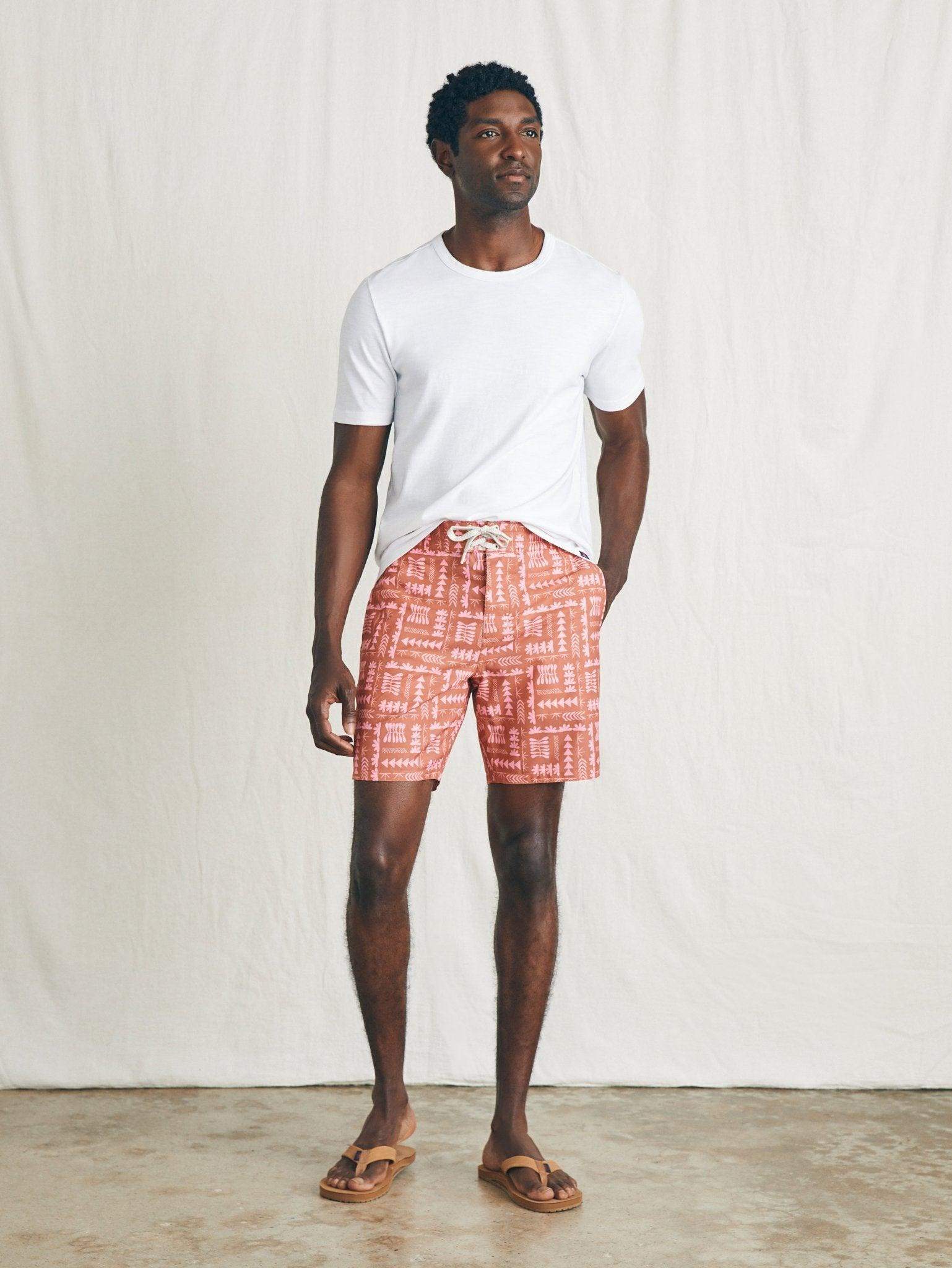 Anna Kahalekulu Sunwashed Boardshort - Red Naupaka - Faherty Brand