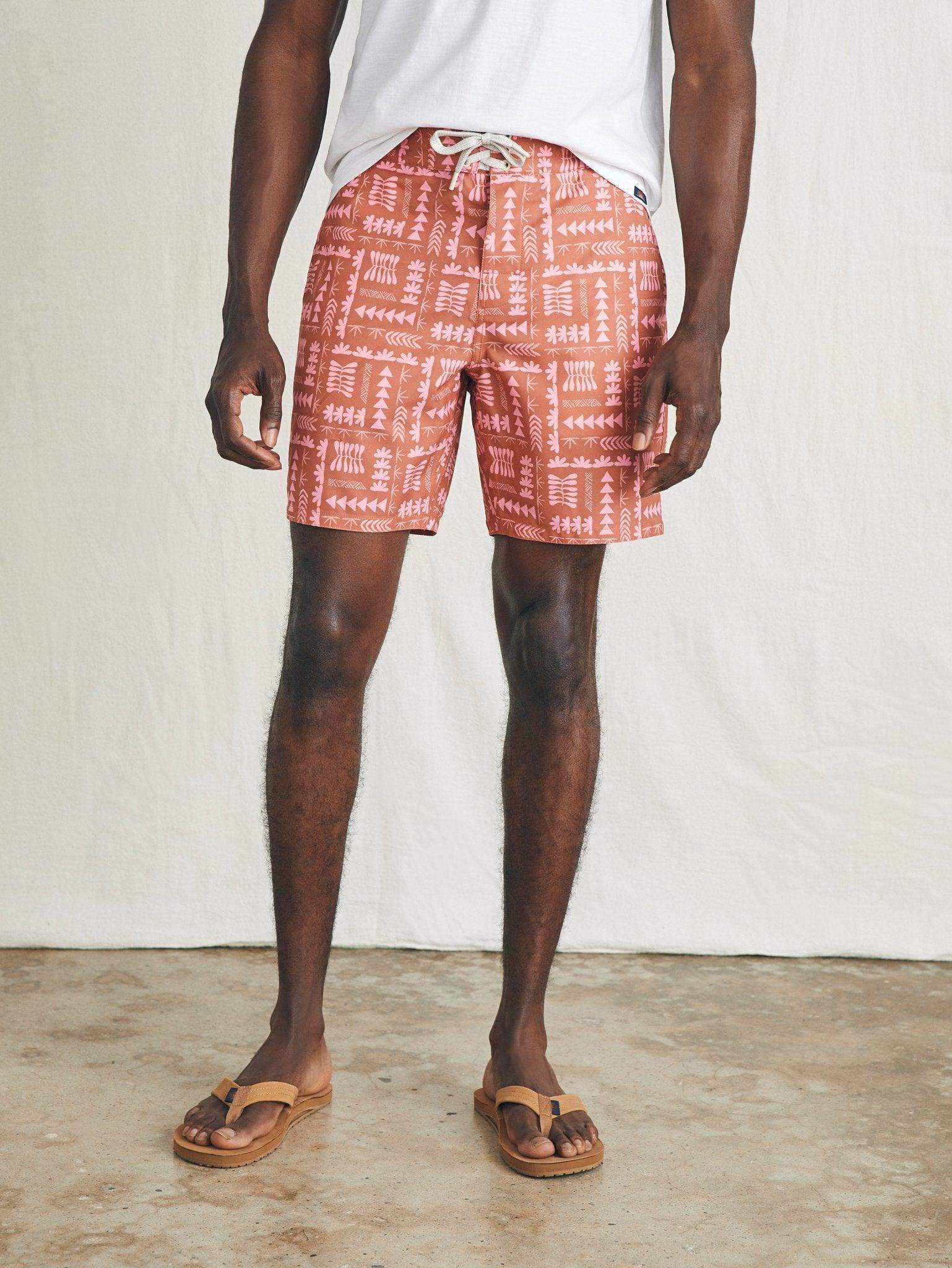 Anna Kahalekulu Sunwashed Boardshort - Red Naupaka - Faherty Brand